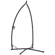 Outsunny Soporte para Silla Colgante de Huevos Altura 215 cm con Estructura de Acero Base Estable y Portavaso Soporte para Silla Columpio para Patio Jardín Balcón Carga 150 kg Negro