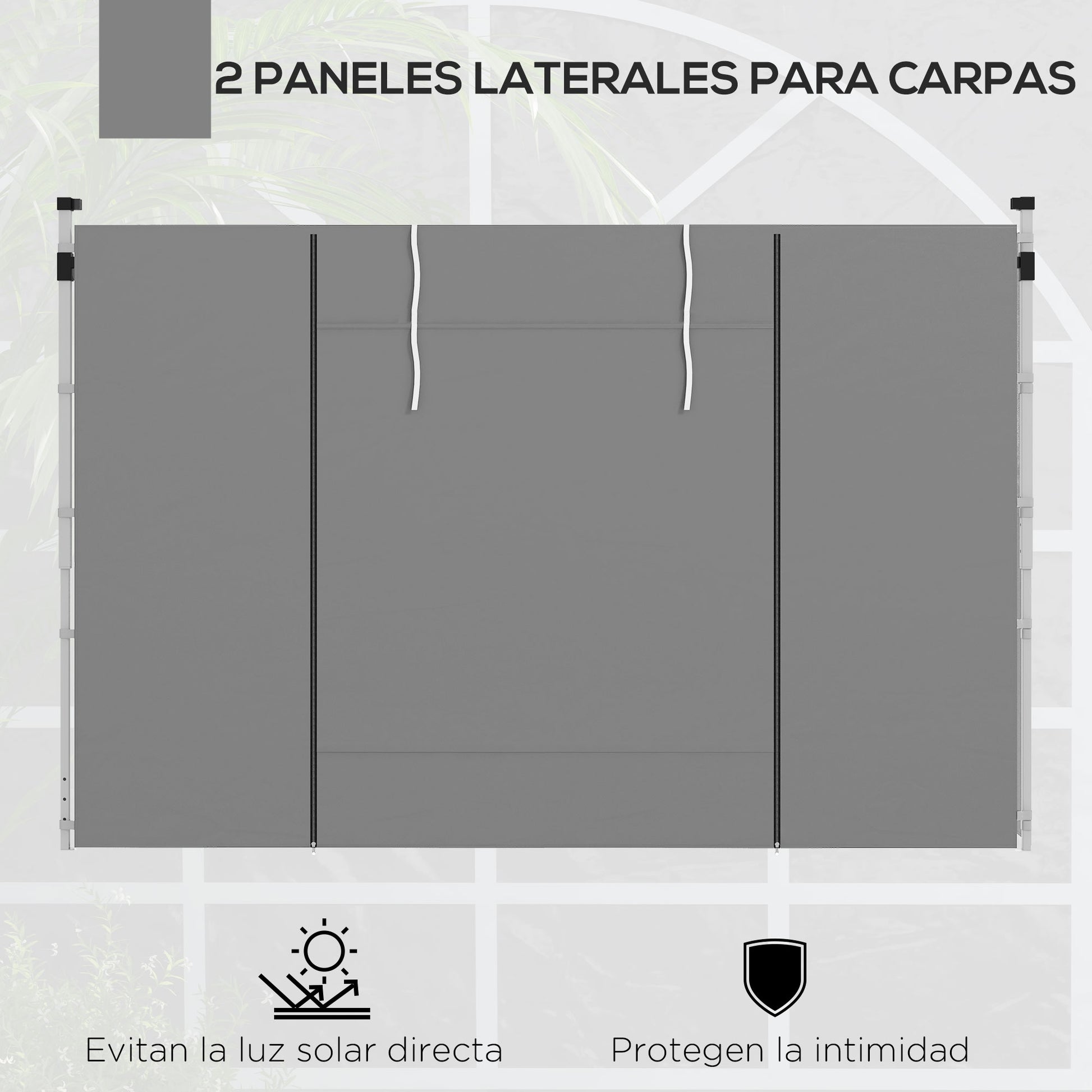 Outsunny 2 Paredes Laterales para Carpas de 3 x 3 / 3 x 6 m, 300x200 cm, Paredes Laterales de Repuesto para Cenador de Tela Oxford con Ventana Enrollable y Puerta con Cremallera, para Fiestas, Gris