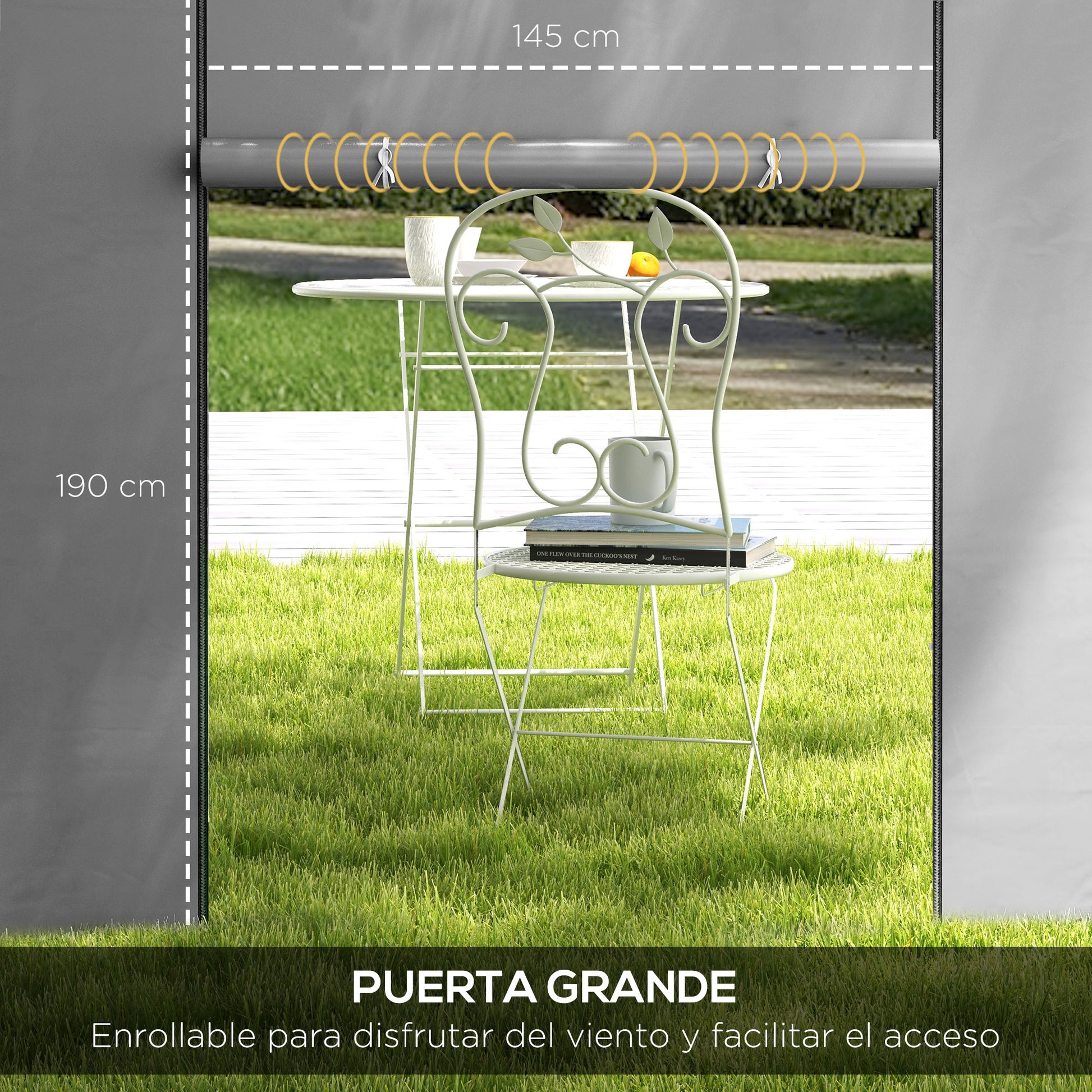 Outsunny 2 Paredes Laterales para Carpas de 3 x 3 / 3 x 6 m, 300x200 cm, Paredes Laterales de Repuesto para Cenador de Tela Oxford con Ventana Enrollable y Puerta con Cremallera, para Fiestas, Gris
