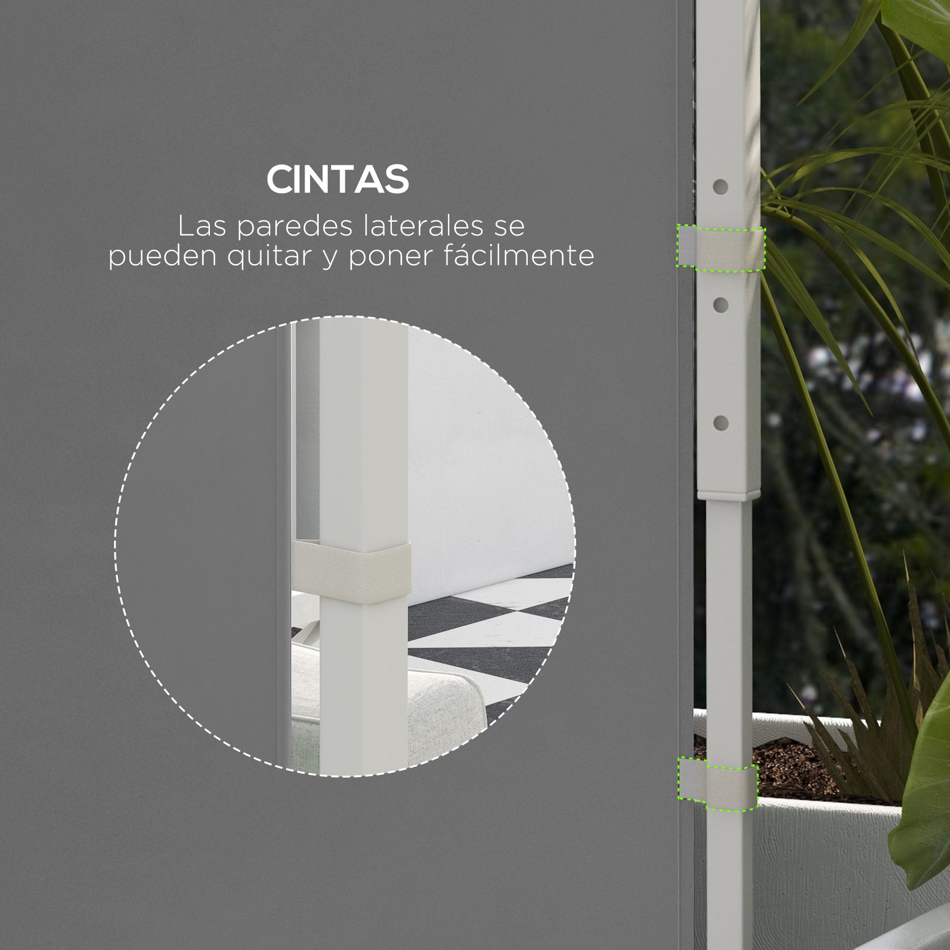 Outsunny 2 Paredes Laterales para Carpas de 3 x 3 / 3 x 6 m, 300x200 cm, Paredes Laterales de Repuesto para Cenador de Tela Oxford con Ventana Enrollable y Puerta con Cremallera, para Fiestas, Gris