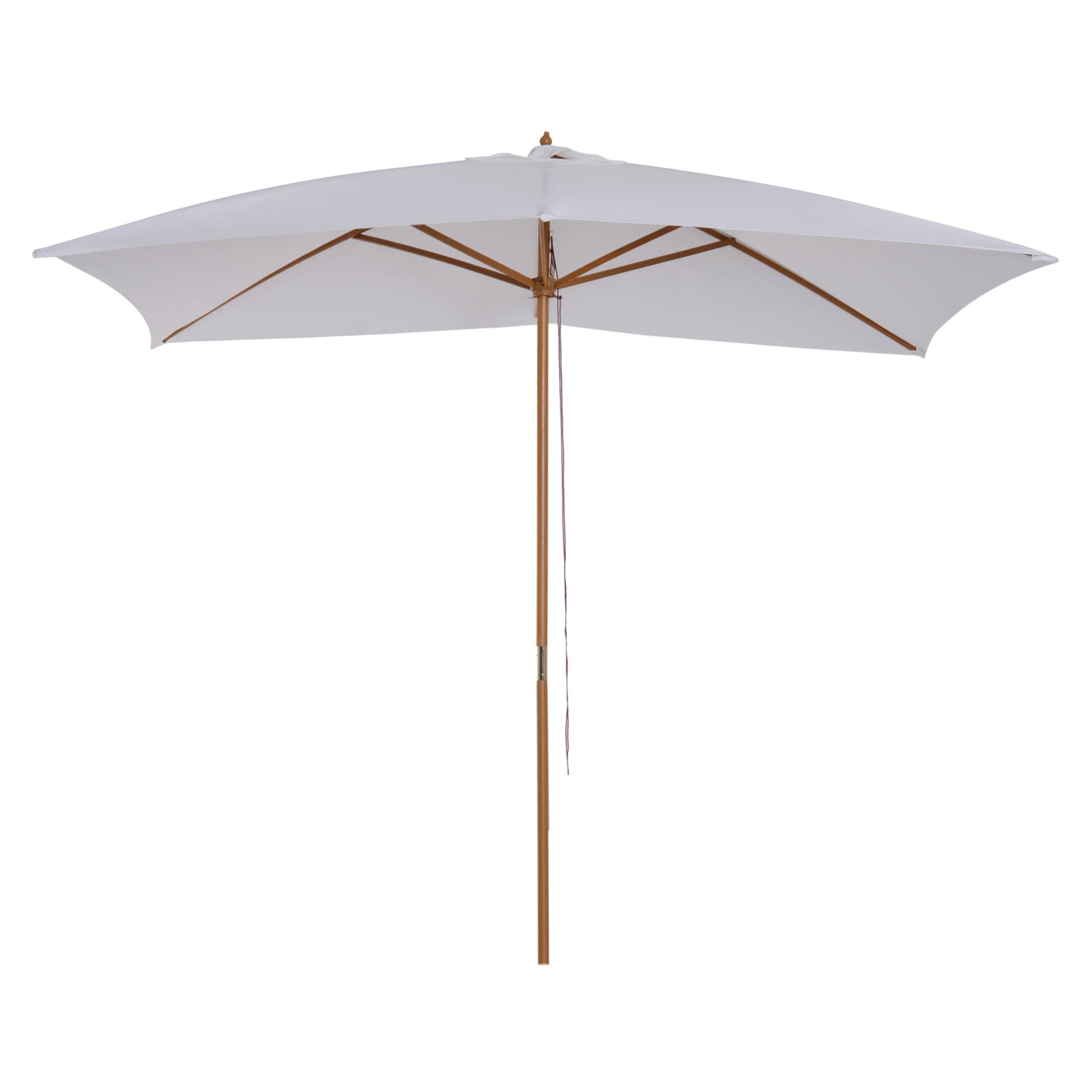 Outsunny Sombrilla Terraza Exterior 295x200 cm Sombrilla de Jardín Rectangular Ajustable con Mástil de Madera y Manivela Impermeable Parasol para Patio Terraza Blanco