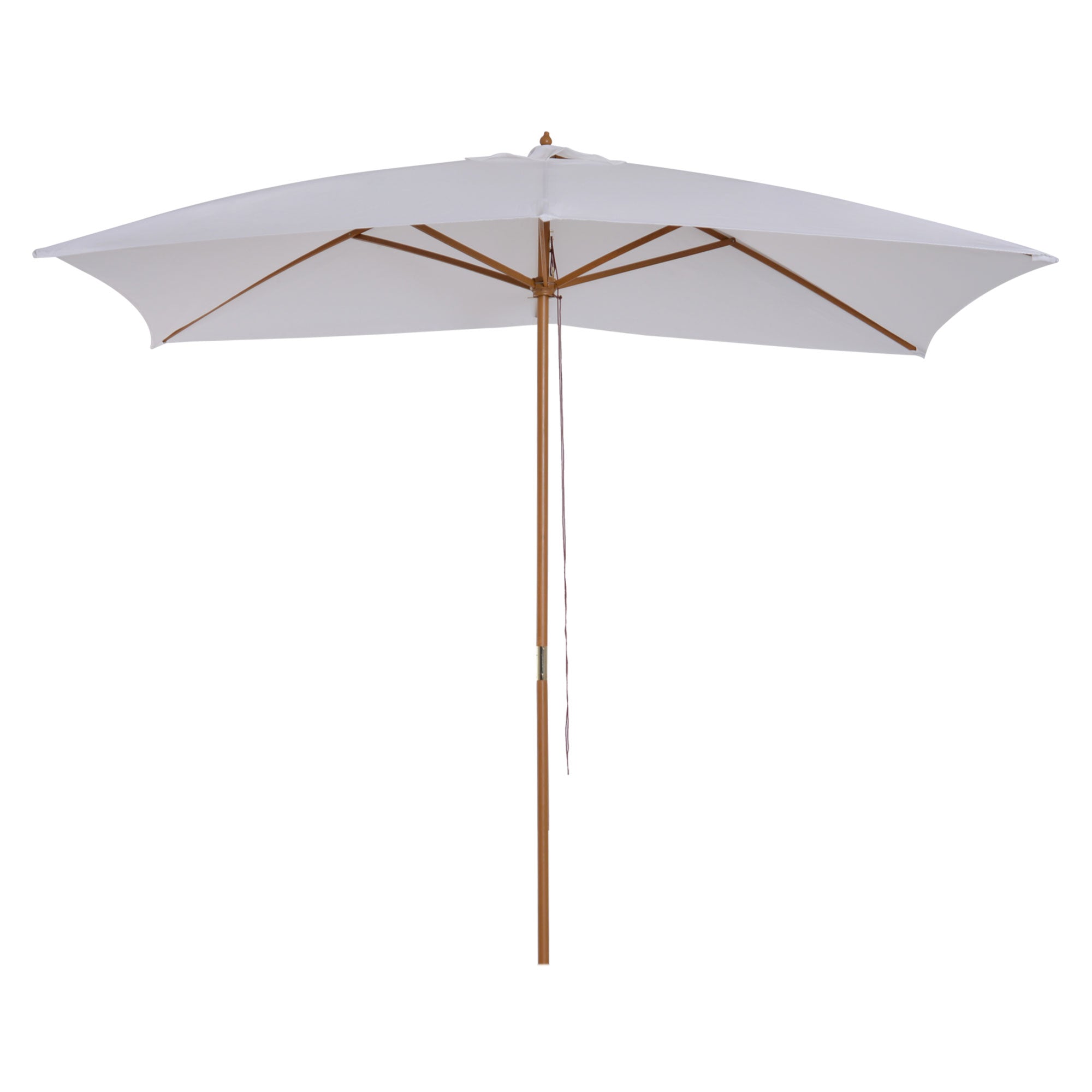 Outsunny Sombrilla Terraza Exterior 295x200 cm Sombrilla de Jardín Rectangular Ajustable con Mástil de Madera y Manivela Impermeable Parasol para Patio Terraza Blanco