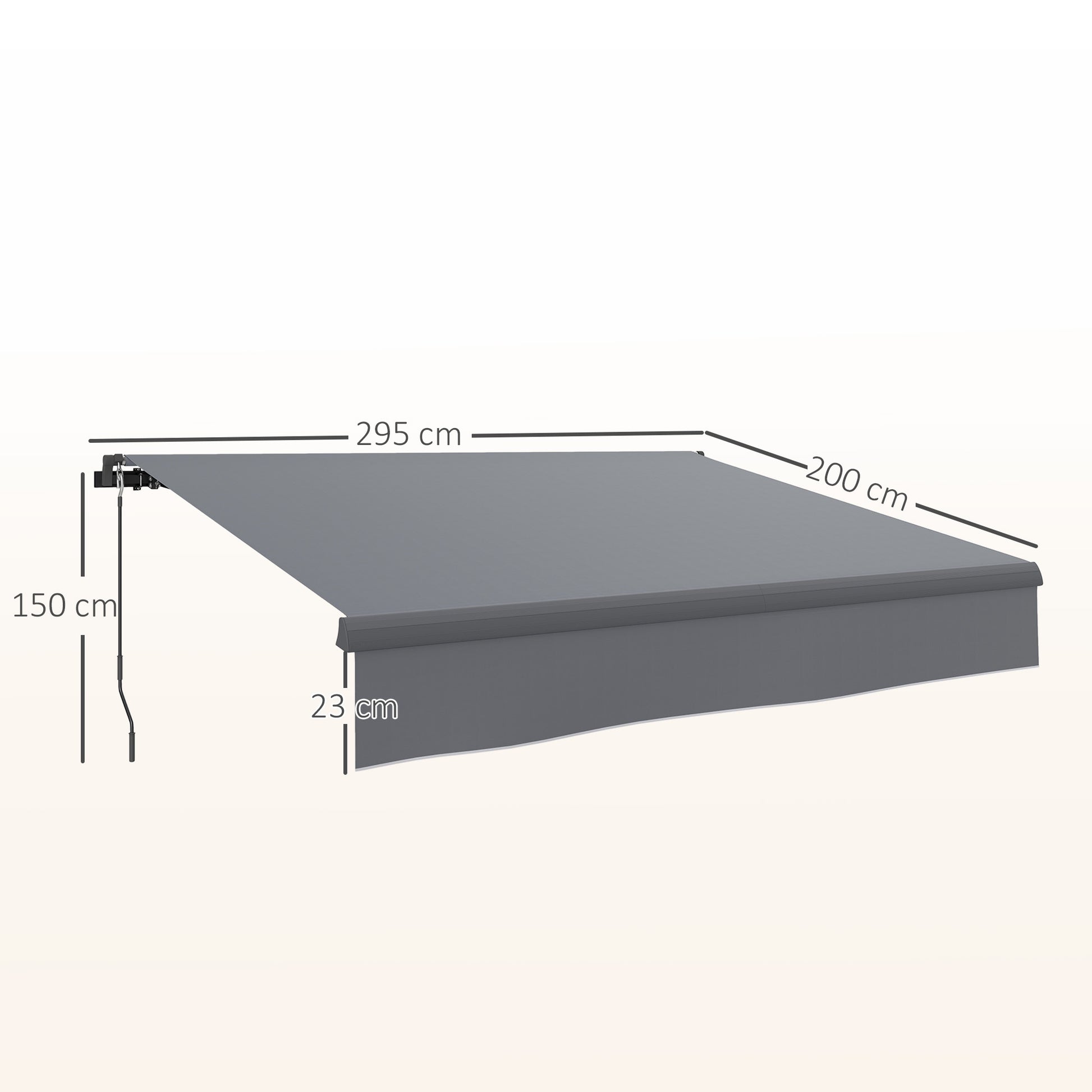 Outsunny Toldo Manual Retráctil 3x2 m Toldo Exterior Terraza Enrollable Ajustable con Manivela Protección UV50+ Estructura de Aluminio y Metal para Balcón Jardín Gris