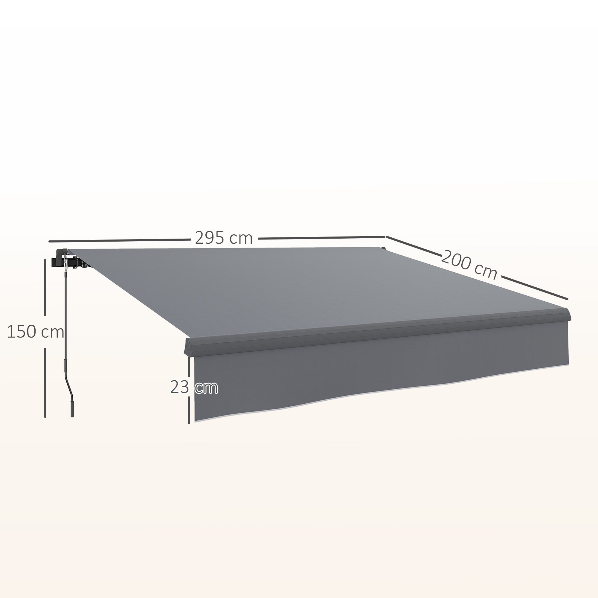 Outsunny Toldo Manual Retráctil 3x2 m Toldo Exterior Terraza Enrollable Ajustable con Manivela Protección UV50+ Estructura de Aluminio y Metal para Balcón Jardín Gris