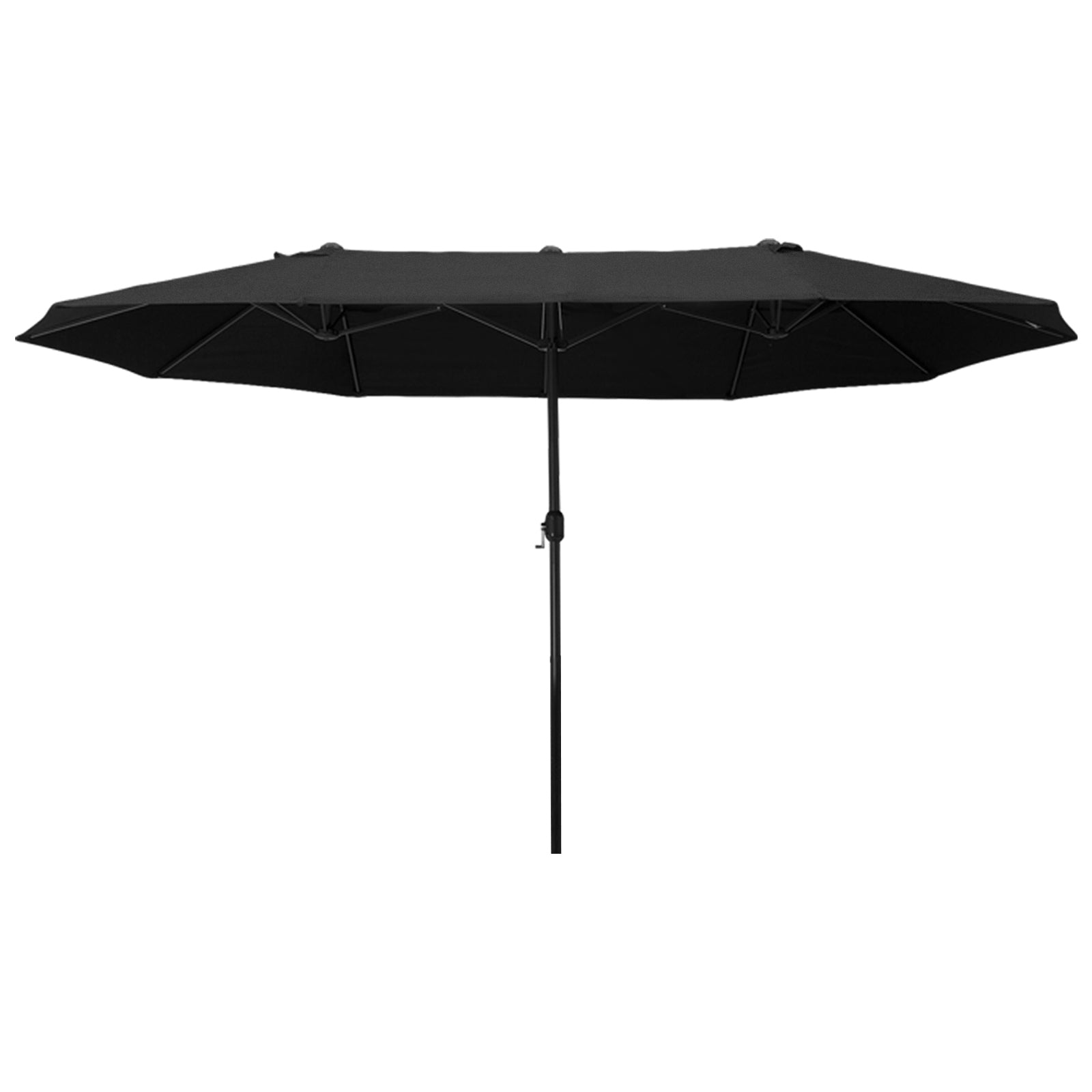 Outsunny Sombrilla Doble 4,55x2,65 m Sombrilla Terraza Exterior con Manivela Manual Resistente al Agua y Protección Solar Sombrilla Grande para Terraza Playa Piscina Negro