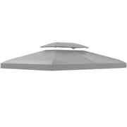 Outsunny Techo de Repuesto para Cenador 4x3 m Cubierta de Repuesto con Techo Doble 10 Orificios de Drenaje y Protección UV Toldo de Recambio para Pabellón Gazebo Gris Claro