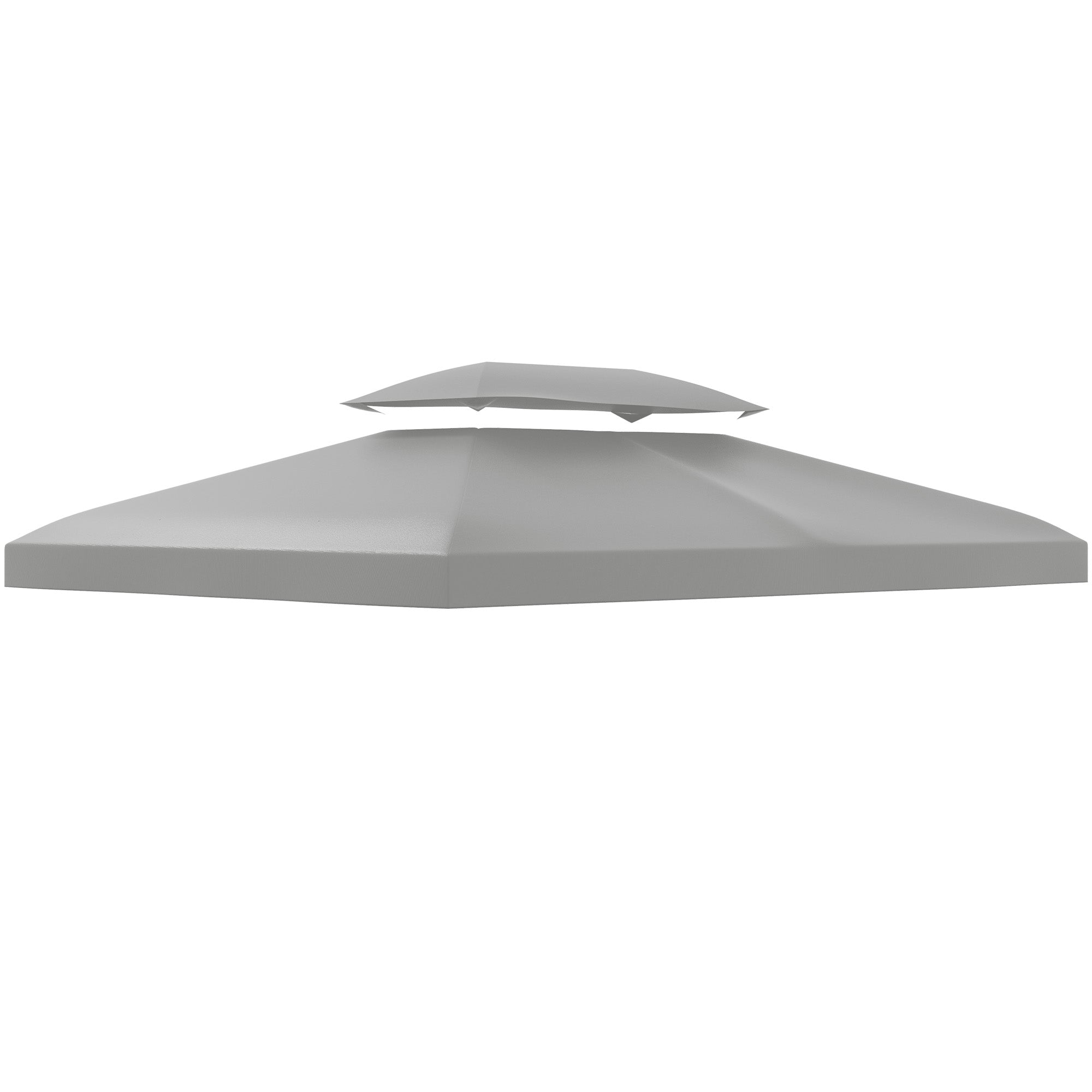 Outsunny Techo de Repuesto para Cenador 4x3 m Cubierta de Repuesto con Techo Doble 10 Orificios de Drenaje y Protección UV Toldo de Recambio para Pabellón Gazebo Gris Claro