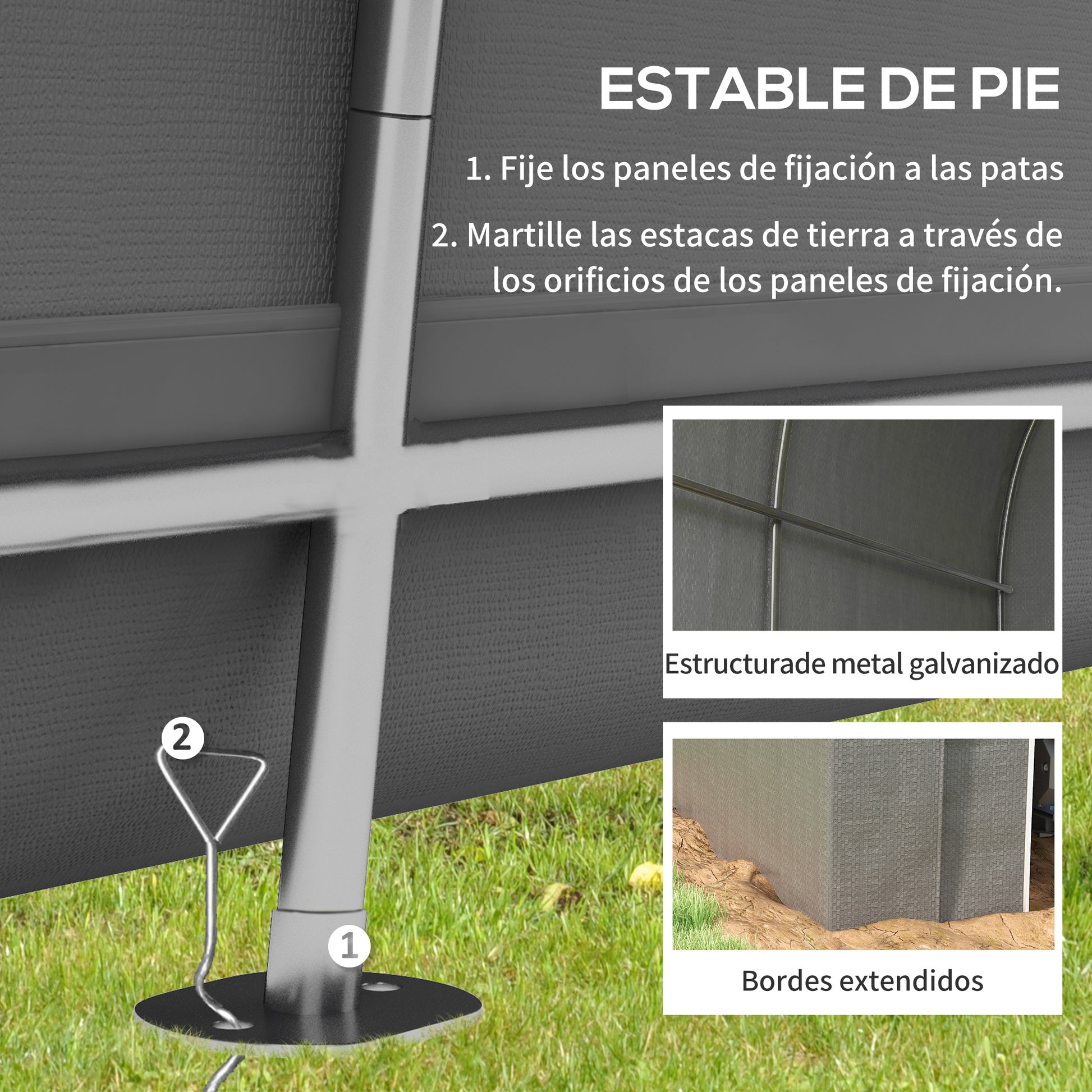 Outsunny Carpa de Jardín Exterior para Herramientas, Bicicletas, 2,4x1,6x1,9 m, Cobertizo Exterior con Marco de Acero, Puerta Enrollable con Cremallera, Impermeable, Garaje Portátil, Gris Claro