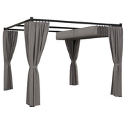 Outsunny Pérgola con Techo Retráctil Pérgola de Jardín 3x3 m Cenador con Paredes Laterales Tela de Poliéster Resistente al Agua Pabellón para Jardín Patio Terraza Exterior Gris