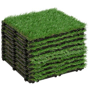 Outsunny Césped Artificial 30x30 cm 10 Piezas con Altura de Hierba 25mm Alta Densidad de 11000 Alfombra de Césped Artificial Césped Sintética para Jardín Terraza Exterior Verde