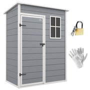 Outsunny Caseta de Jardín Exterior, 1,14 m², 151x92x193 cm, Cobertizo de Jardín Exterior con Suelo, Puerta Corredera, Ventana y Techo Inclinado, para Almacenamiento de Herramientas, Gris