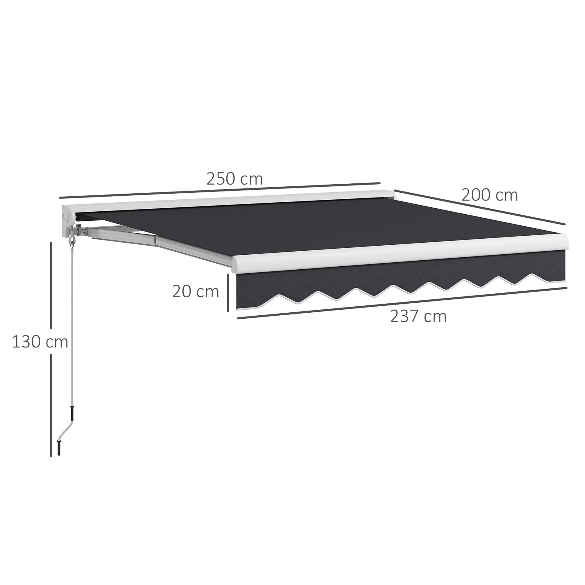 Outsunny Toldo Eléctrico Retráctil y Manual con Mando a Distancia 2,5x2 m Toldo de Exterior Terraza Enrollable con Manivela y Marco de Aluminio para Jardín Puerta Ventana Gris