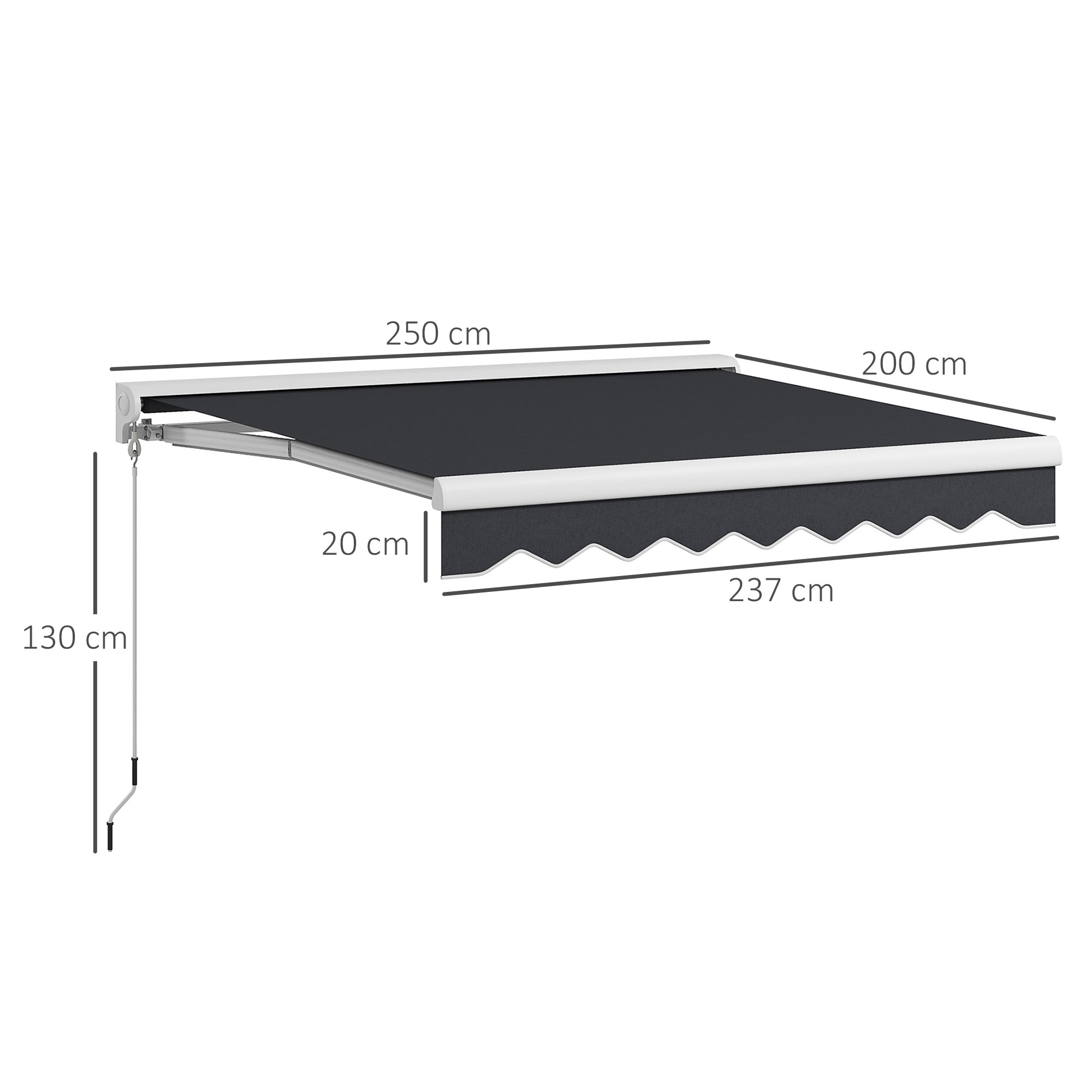 Outsunny Toldo Eléctrico Retráctil y Manual con Mando a Distancia 2,5x2 m Toldo de Exterior Terraza Enrollable con Manivela y Marco de Aluminio para Jardín Puerta Ventana Gris