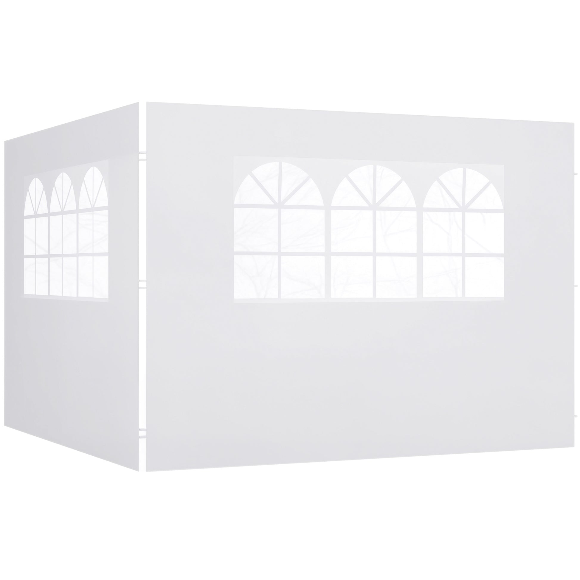 Outsunny 2 Paredes Laterales para Carpas de 3 x 3 m, 300x200 cm, Paredes Laterales de Repuesto para Cenador de Tela Oxford con Ventana, para Jardín, Exteriores, Fiestas, Blanco