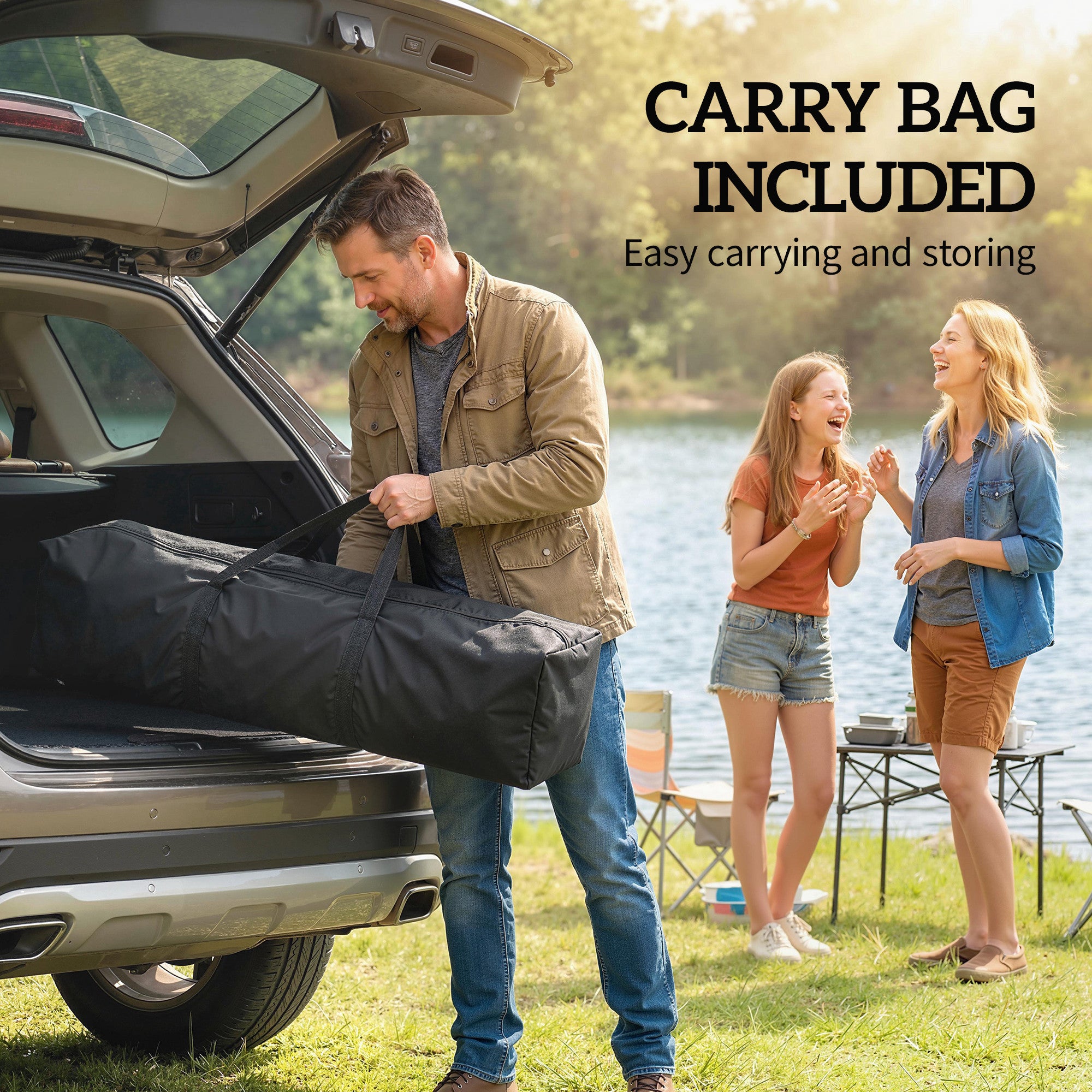 Outsunny Carpa Plegable 2,4x2,4 m, Pop-up, Cenador de Jardín con UPF50+, Bloqueo Central, Altura Ajustable, Bolsa de Transporte, Sacos Arena, Gazebo para Exterior, Beige