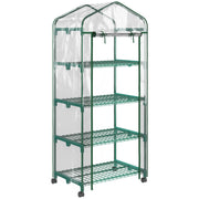 Outsunny Invernadero Pequeño Invernadero de Exterior con Ruedas Estantes de 4 Niveles Puerta con Cremallera y Marco de Acero Invernadero para Cultivar Plantas Flores 69x50x165 cm Transparente