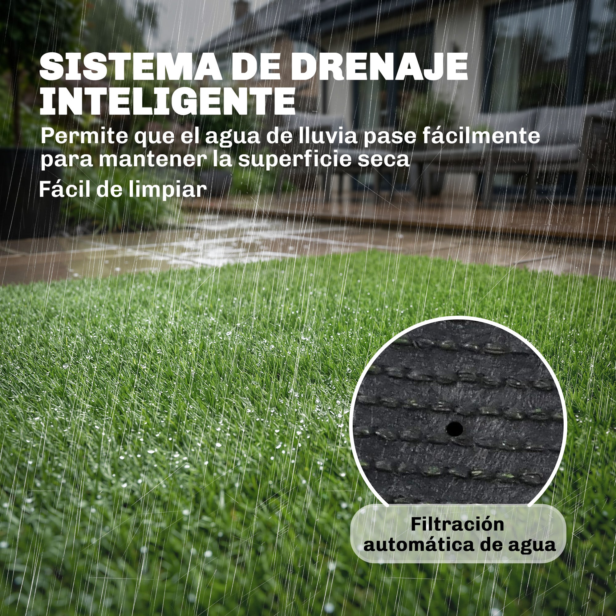 Outsunny Césped Artificial 1m x 4m, Alfombra Césped Artificial con Altura de Hierba 10 mm, Drenaje Automático, para Jardín, Terraza, Patio, Balcón, Interior y Exterior, Verde