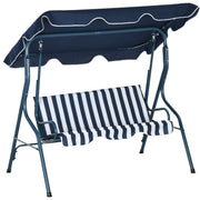 Outsunny Columpio de Jardín de 2-3 Plazas Balancín de Exterior con Toldo Ajustable en Ángulo Impermeable y Marco de Acero para Patio Balcón 170x110x153 cm Azul
