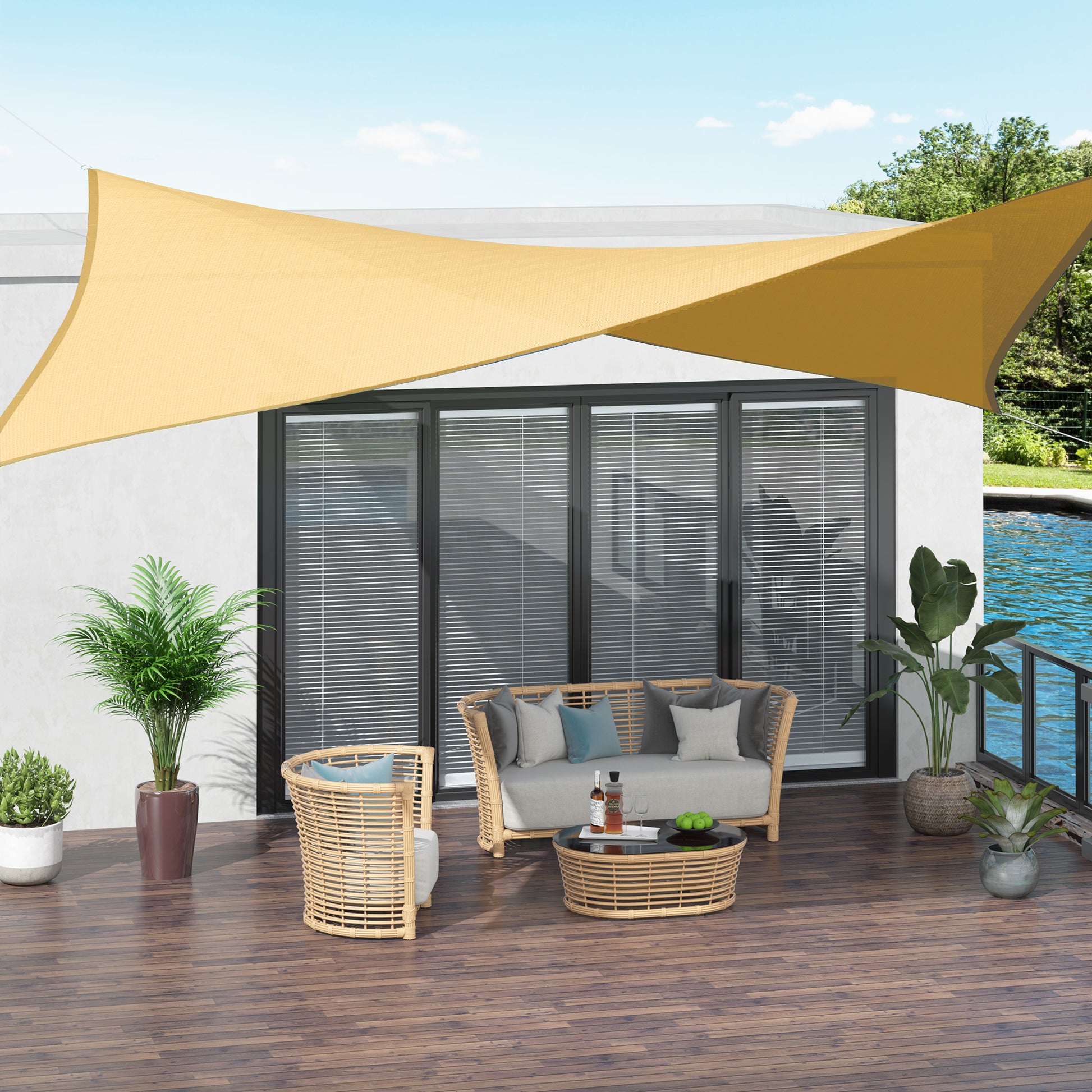 Outsunny - Toldo vela Rectangular (varios tamaños y colores), tamaño 3x4m, color arena