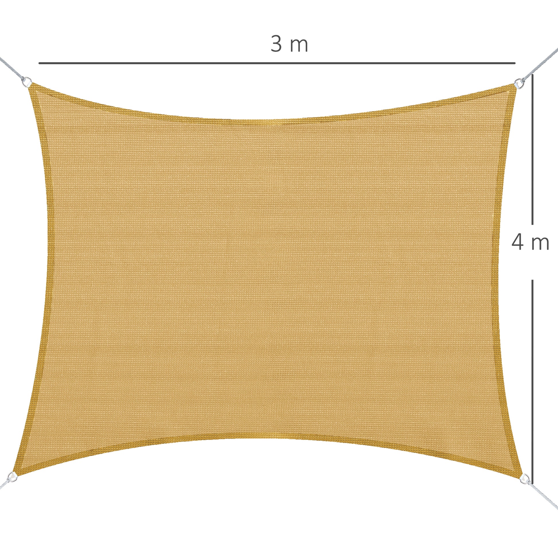Outsunny - Toldo vela Rectangular (varios tamaños y colores), tamaño 3x4m, color arena