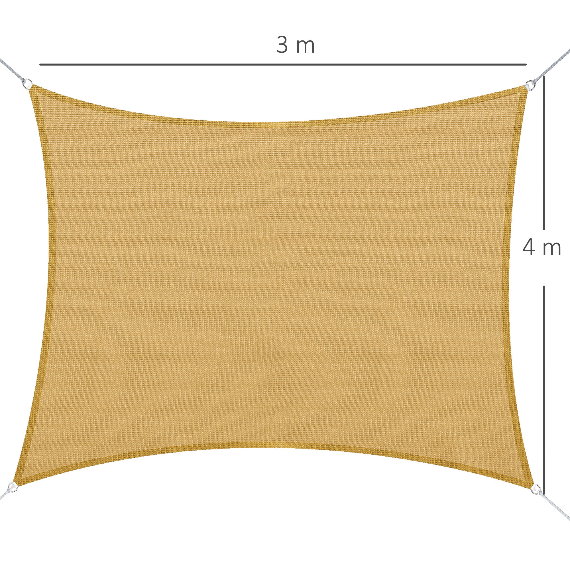 Outsunny - Toldo vela Rectangular (varios tamaños y colores), tamaño 3x4m, color arena