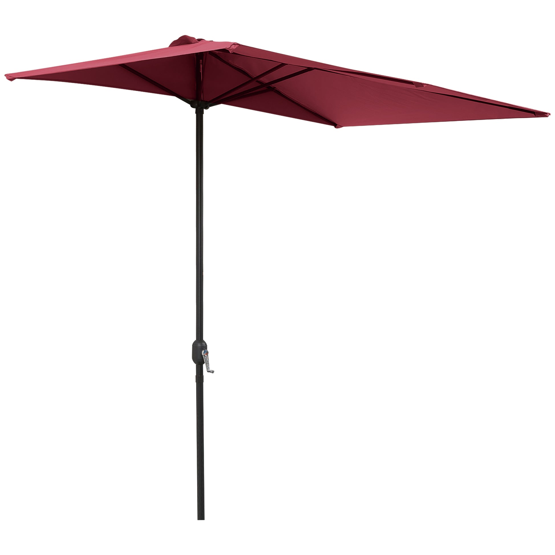 Outsunny Sombrilla Rectangular 230x130x245 cm Parasol para Pared Media Sombrilla con Manivela Protección UV 30+ Impermeable Sombrilla para Balcón Terraza Jardín Rojo