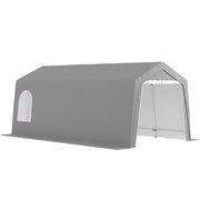 Outsunny Cobertizo Jardín Exterior 300x597x257 cm Carpa con Puerta Enrollable con Cremallera Impermeable Tienda de Almacenamiento en Garaje Exterior para Motos Bicicletas Herramientas de Jardín Gris