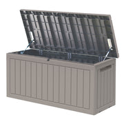 Outsunny Baúl de Almacenamiento Exterior 290L con Asas y Ruedas Incorporados Candado Arcón para Patio Jardín Piscina Carga Máx. 50 kg 124x52,5x56,5 cm Gris Claro