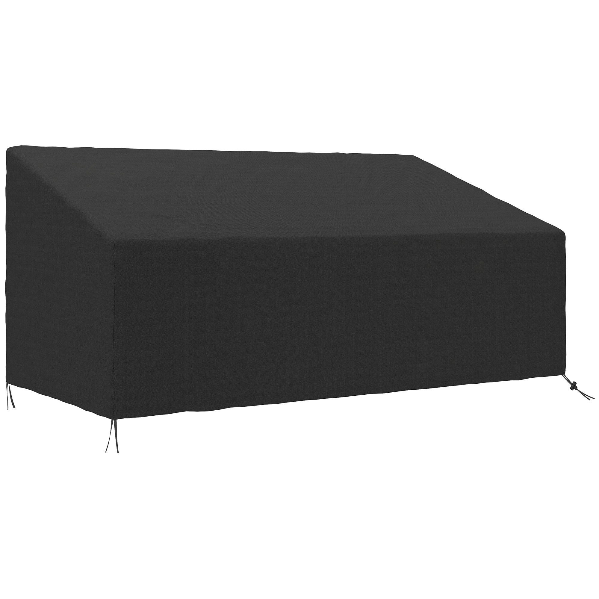 Outsunny Funda para Banco de Jardín 3-4 Plazas, Funda Sofá Exterior Impermeable, Tela Oxford 600D con Recubrimiento Resistente a los Rayos UV y al Polvo, 218x111x63/101 cm para Patio, Terraza, Negro