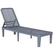 Outsunny Tumbona Reclinable, Tumbona Jardín Exterior de PP con Respaldo Ajustable en 4 Niveles, Carga 120 kg, para Patio, Terraza, Balcón, Montaje Fácil, 191x55x35,5 cm, Gris Oscuro
