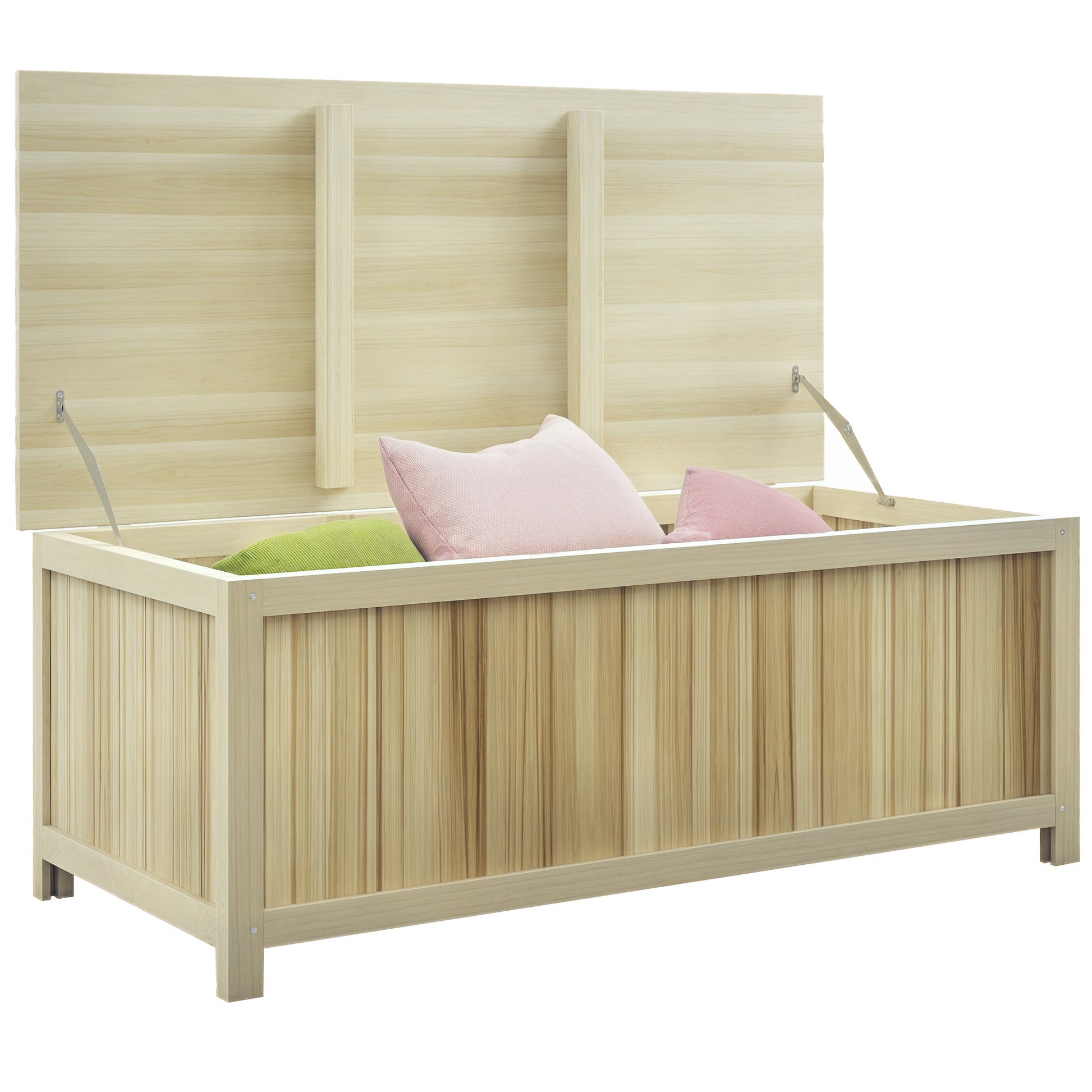Outsunny Arcón Exterior de Madera, 172 L, Baúl Almacenaje Exterior con Tapa Abatible, Resistente a la Intemperie, para Jardín, Terraza, Patio, 120x55x45 cm, Madera Natural