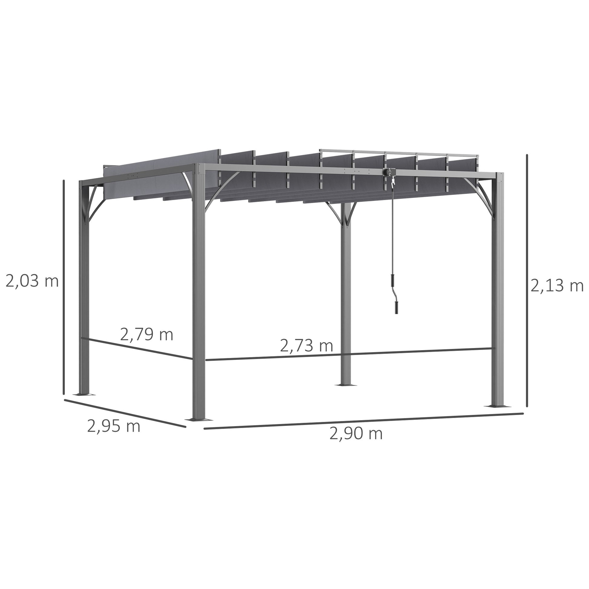 Outsunny Cenador de Jardín 3x3 m Pérgola de Aluminio Gazebo con Diseño de Lamas Superior Giratorio hasta 135° y Protección UV 50+ Pabellón para Patio Terraza Balcón Gris