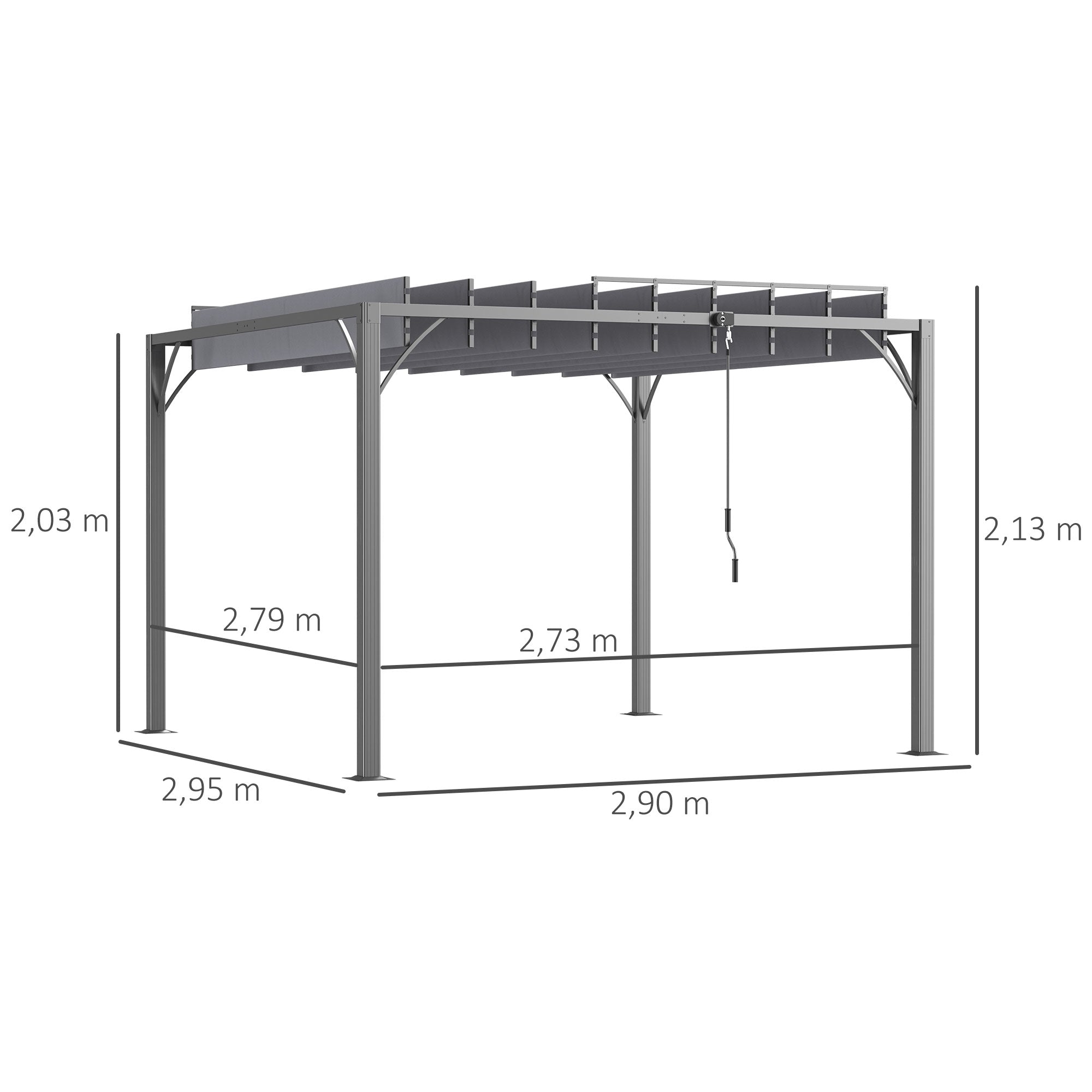 Outsunny Cenador de Jardín 3x3 m Pérgola de Aluminio Gazebo con Diseño de Lamas Superior Giratorio hasta 135° y Protección UV 50+ Pabellón para Patio Terraza Balcón Gris
