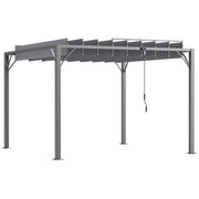 Outsunny Cenador de Jardín 3x3 m Pérgola de Aluminio Gazebo con Diseño de Lamas Superior Giratorio hasta 135° y Protección UV 50+ Pabellón para Patio Terraza Balcón Gris