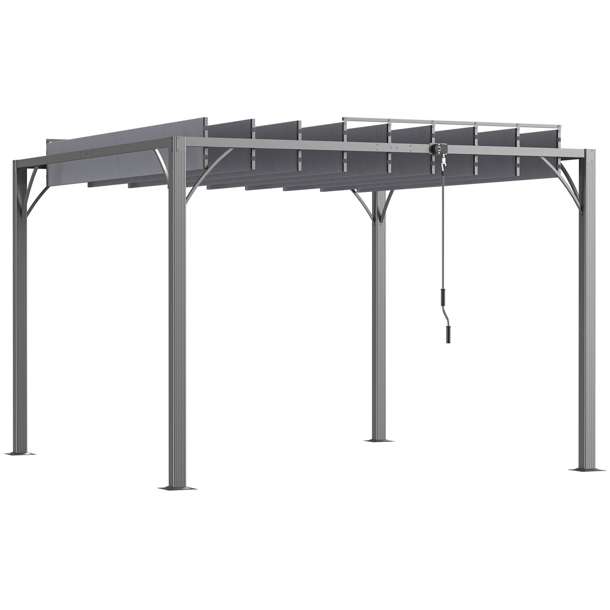 Outsunny Cenador de Jardín 3x3 m Pérgola de Aluminio Gazebo con Diseño de Lamas Superior Giratorio hasta 135° y Protección UV 50+ Pabellón para Patio Terraza Balcón Gris