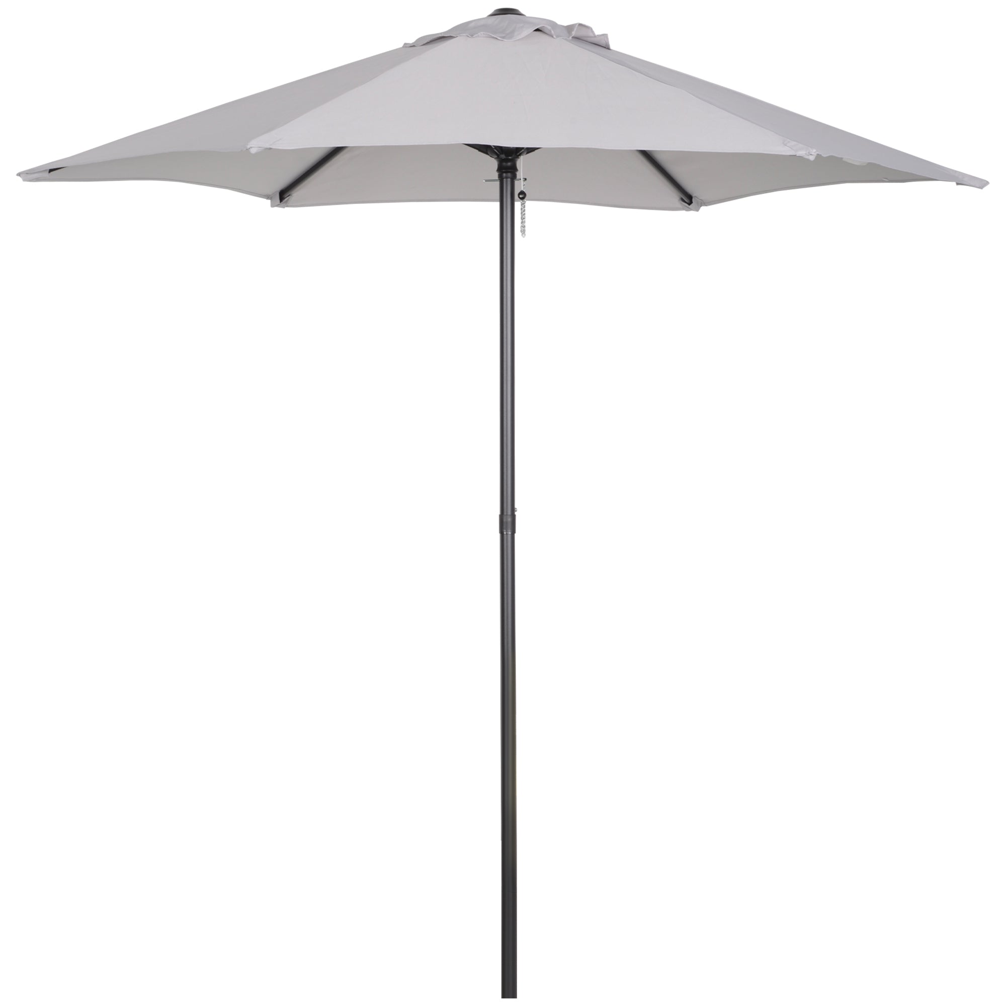 Outsunny Sombrilla de Terraza Exterior Ø2x2 m Parasol de Terraza Exterior con Techo de Ventilación y Poste Desmontable de Aluminio Sombrilla para Jardín Patio Gris Claro
