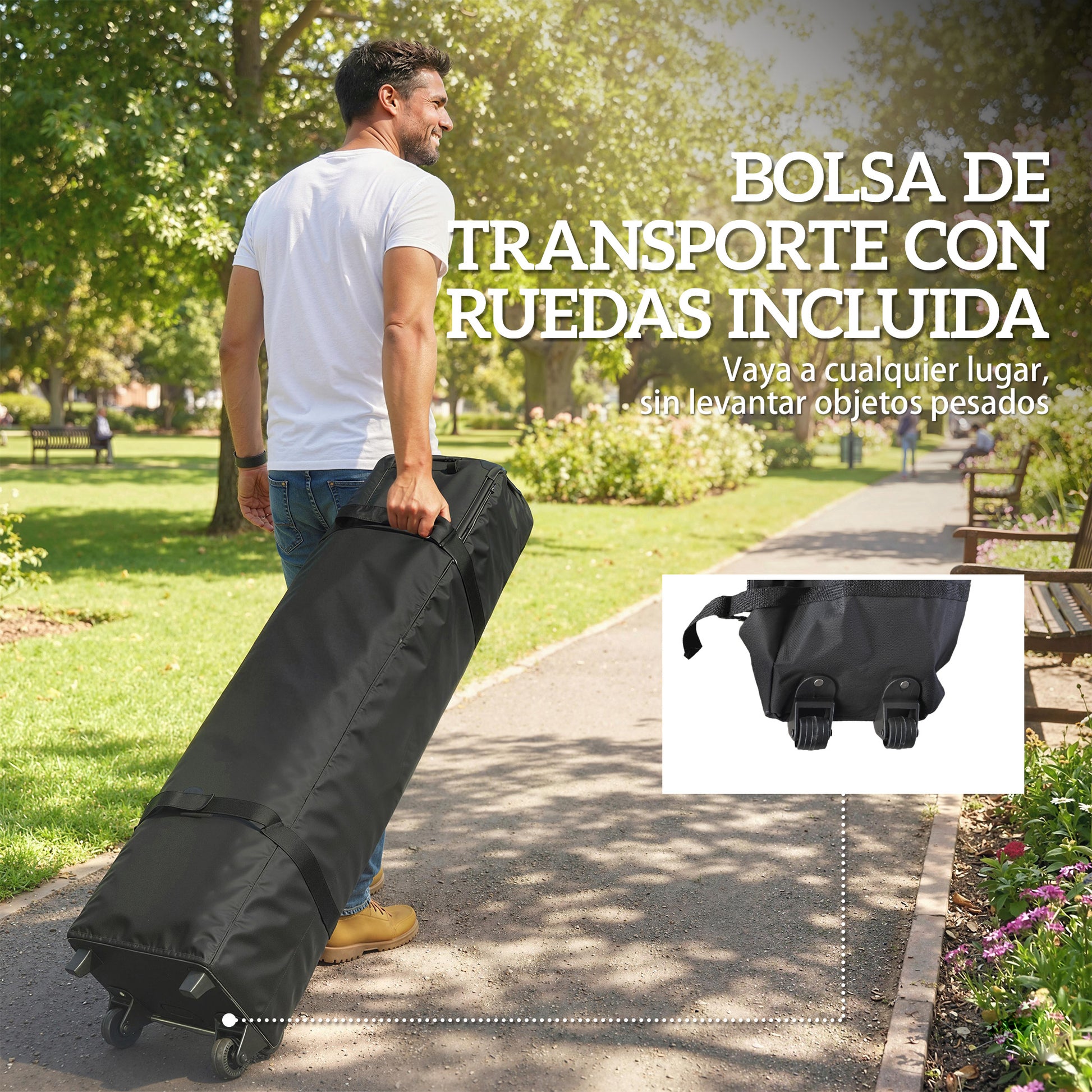 Outsunny Carpa Plegable 3x3 m, Pop-up, Cenador Pabellón de Jardín con Ventilación Superior, Bloqueo Central, UPF50+, Altura Ajustable 3 Niveles, Bolsa Transporte con Ruedas, Sacos de Arena, Gris