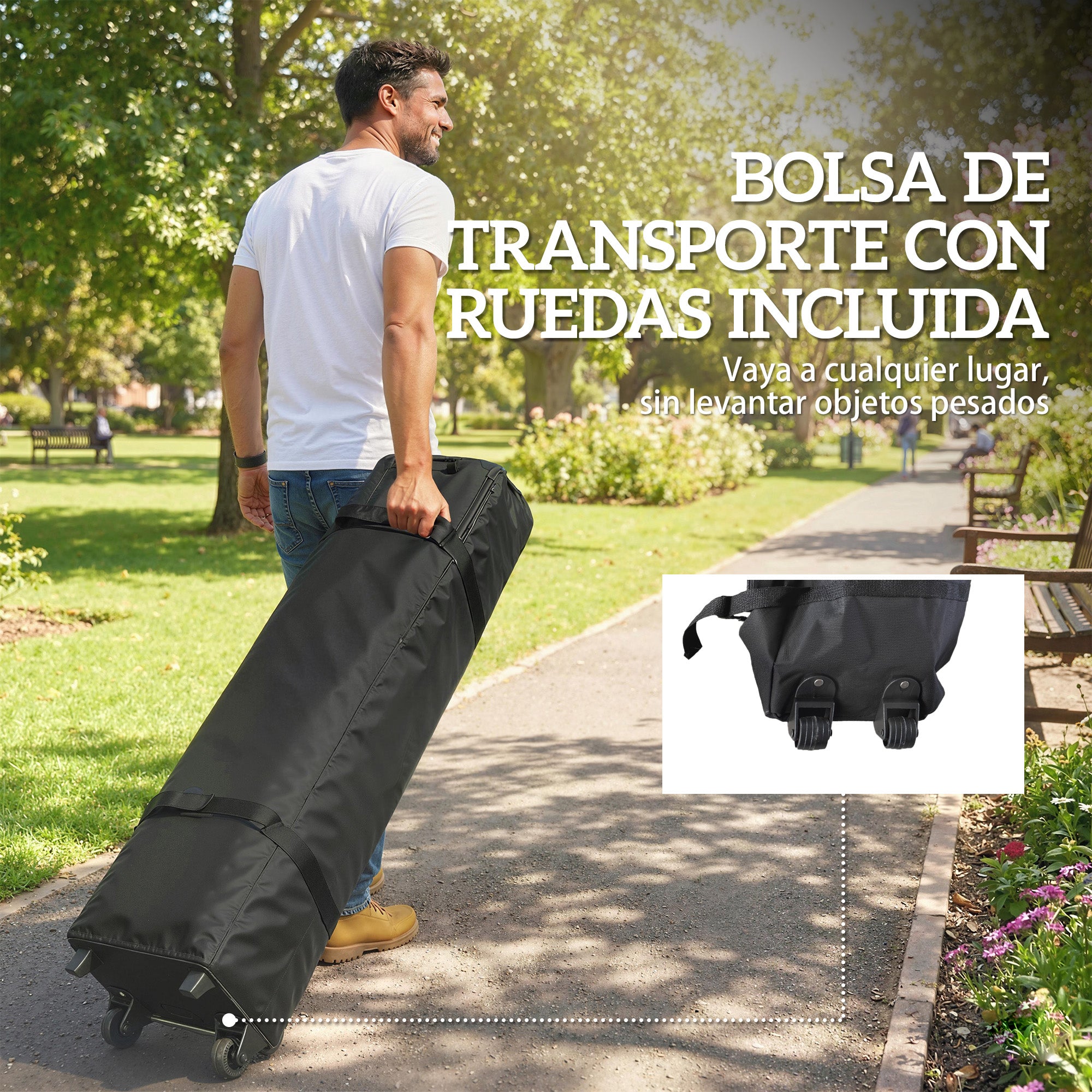 Outsunny Carpa Plegable 3x3 m, Pop-up, Cenador Pabellón de Jardín con Ventilación Superior, Bloqueo Central, UPF50+, Altura Ajustable 3 Niveles, Bolsa Transporte con Ruedas, Sacos de Arena, Gris