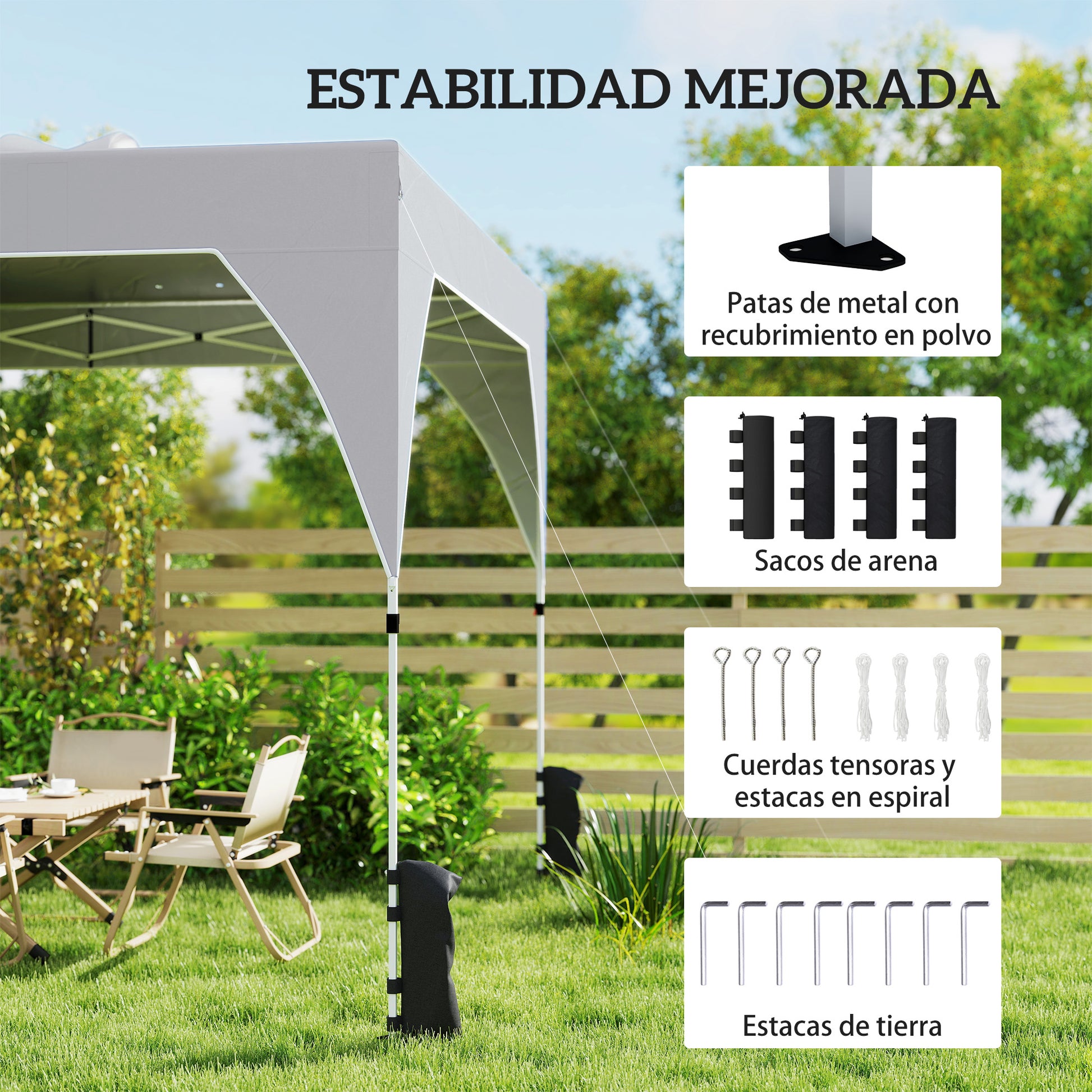 Outsunny Carpa Plegable 3x3 m, Pop-up, Cenador Pabellón de Jardín con Ventilación Superior, Bloqueo Central, UPF50+, Altura Ajustable 3 Niveles, Bolsa Transporte con Ruedas, Sacos de Arena, Gris