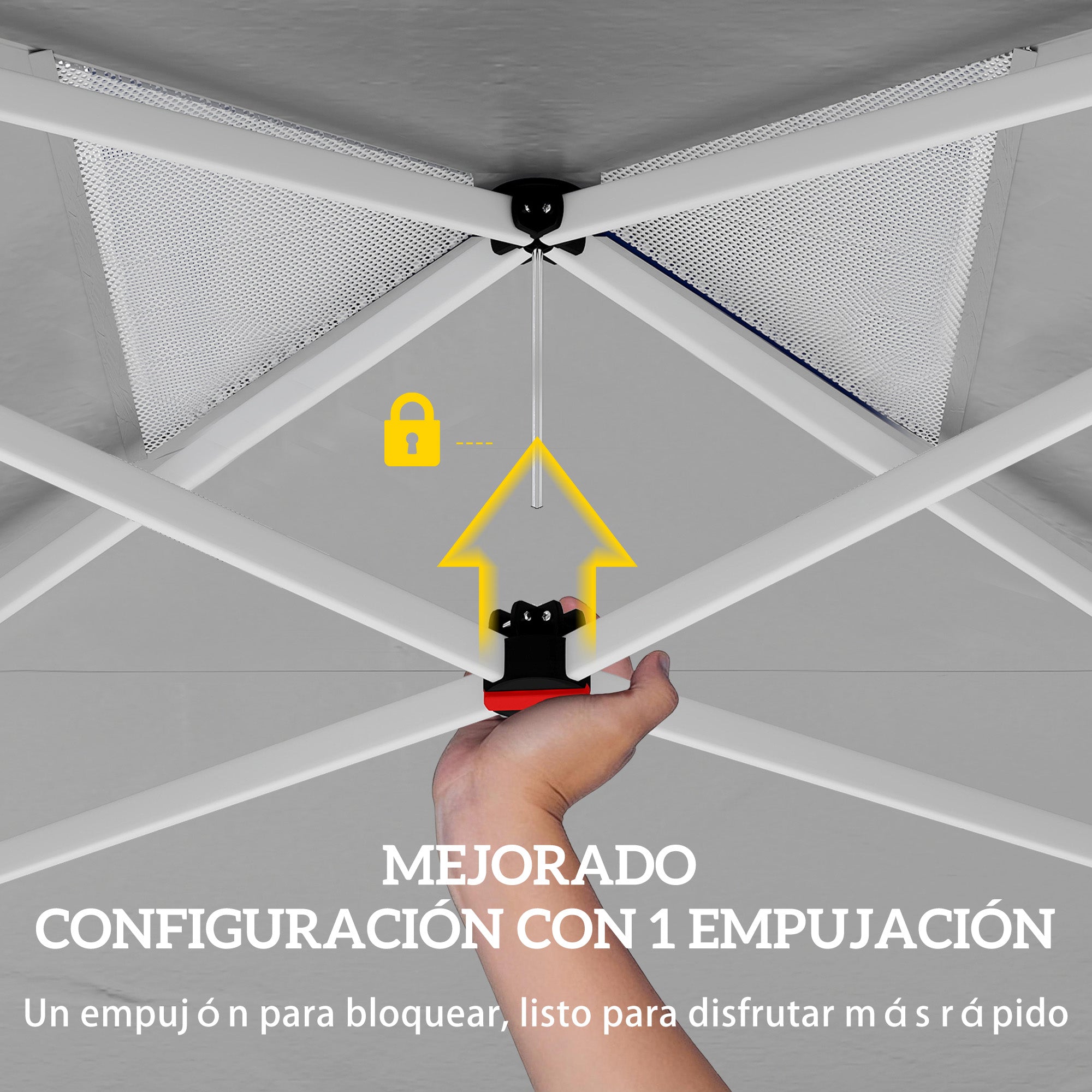 Outsunny Carpa Plegable 3x3 m, Pop-up, Cenador Pabellón de Jardín con Ventilación Superior, Bloqueo Central, UPF50+, Altura Ajustable 3 Niveles, Bolsa Transporte con Ruedas, Sacos de Arena, Gris