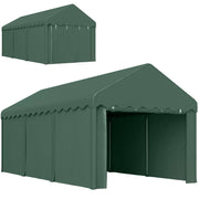 Outsunny Carpa Garaje 6x3 m Garaje Exterior para Coche Impermeable Garaje Portátil Anti-UV con Paredes Laterales Desmontables y 2 Puertas con Cremallera Verde