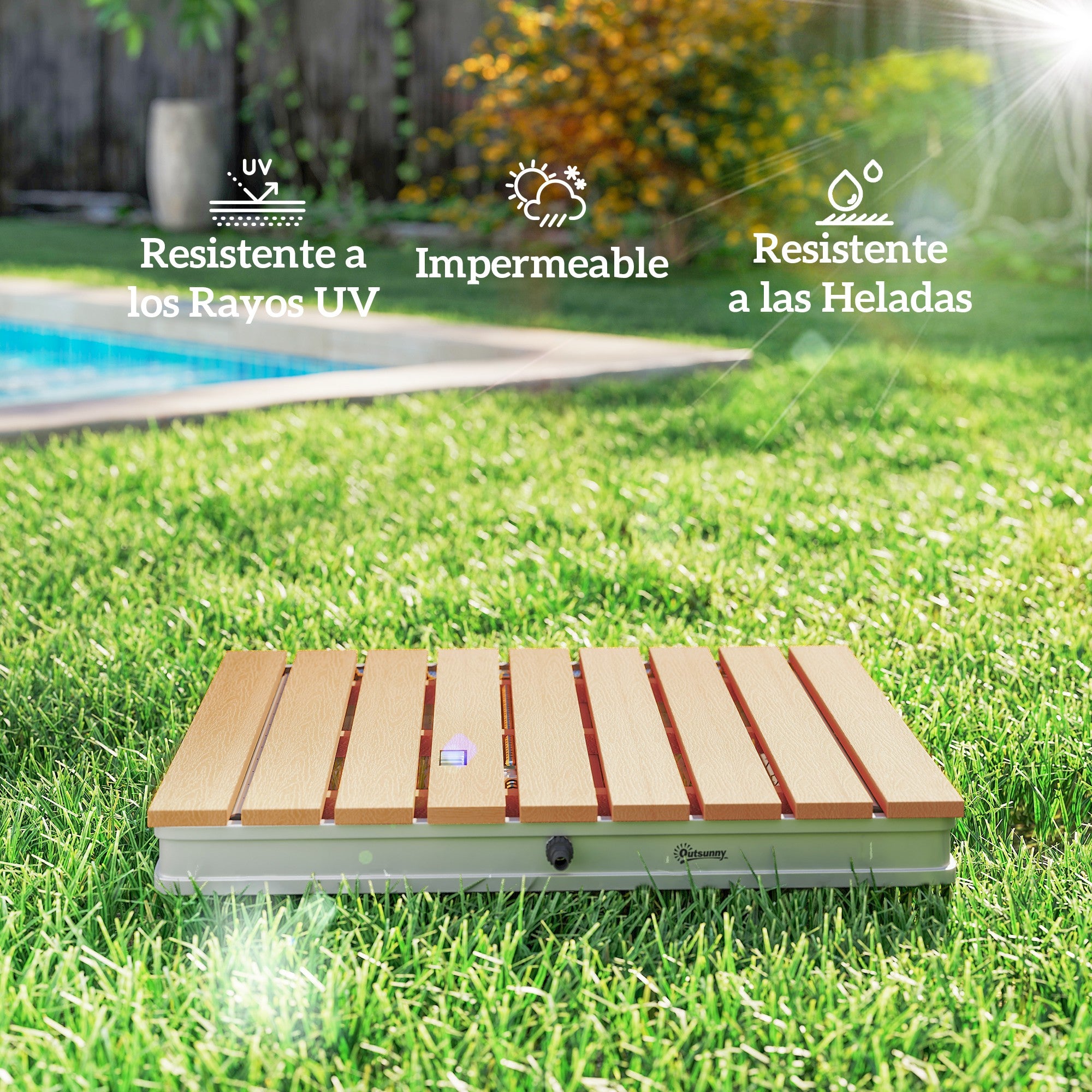 Outsunny Ducha de Jardín Portátil 70,5x55 cm Ducha Exterior de Suelo Altura Ajustable hasta 4 m Estructura de Aluminio Resistente al Agua a los Rayos UV y a Las Heladas para Camping Piscina Playa