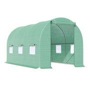 Outsunny Invernadero de Túnel 445x200x200 cm Invernadero de Jardín con 6 Ventanas 1 Puerta y Cubierta de Polietileno PE 140 g/m² para Cultivar Plantas Verduras Frutas en Terraza Patio Verde