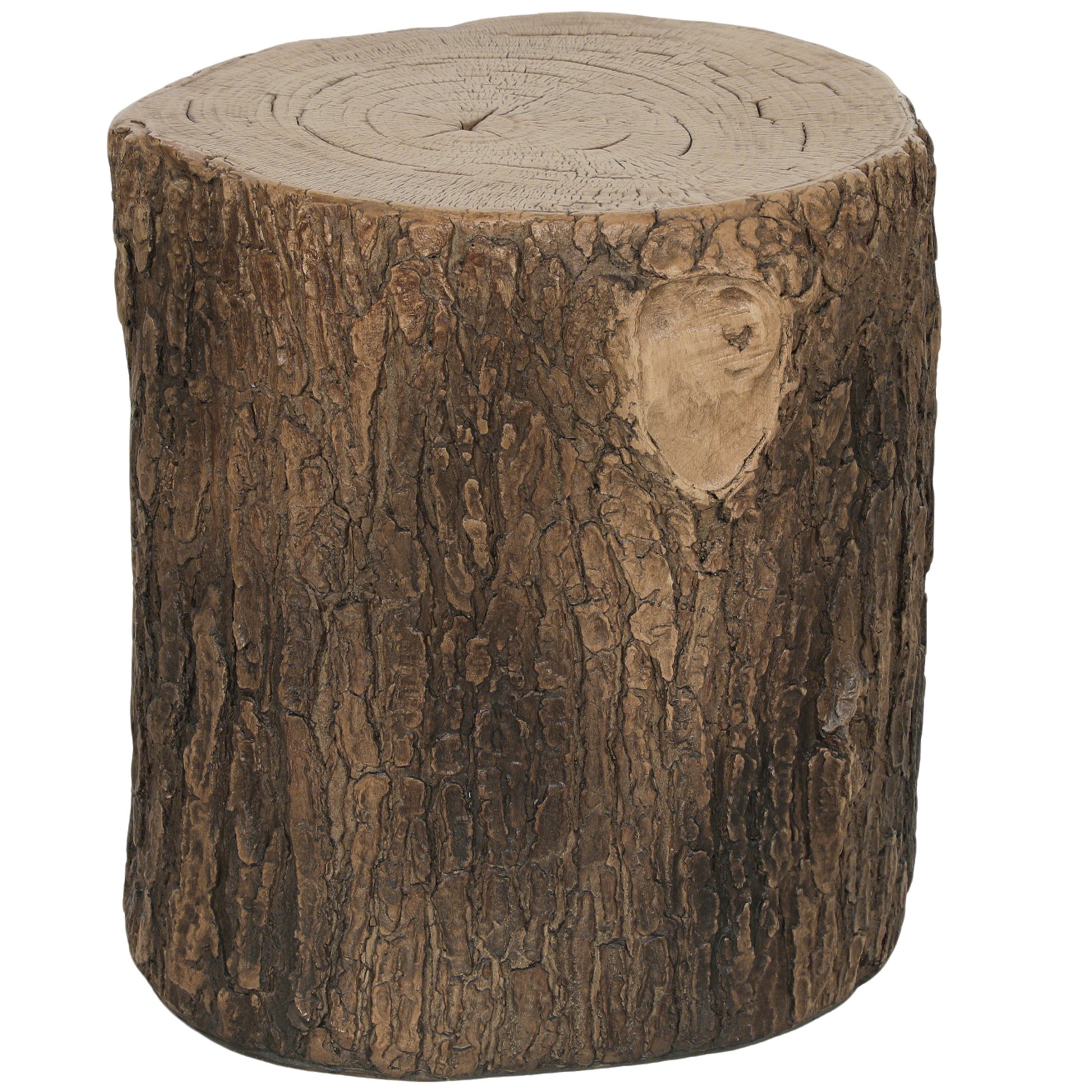 Outsunny Taburete de Jardín Decorativo Forma de Tocón de Árbol Uso Multifuncional Estable y Robusto Banqueta para Terraza Patio Ø38x42 cm Madera Natural
