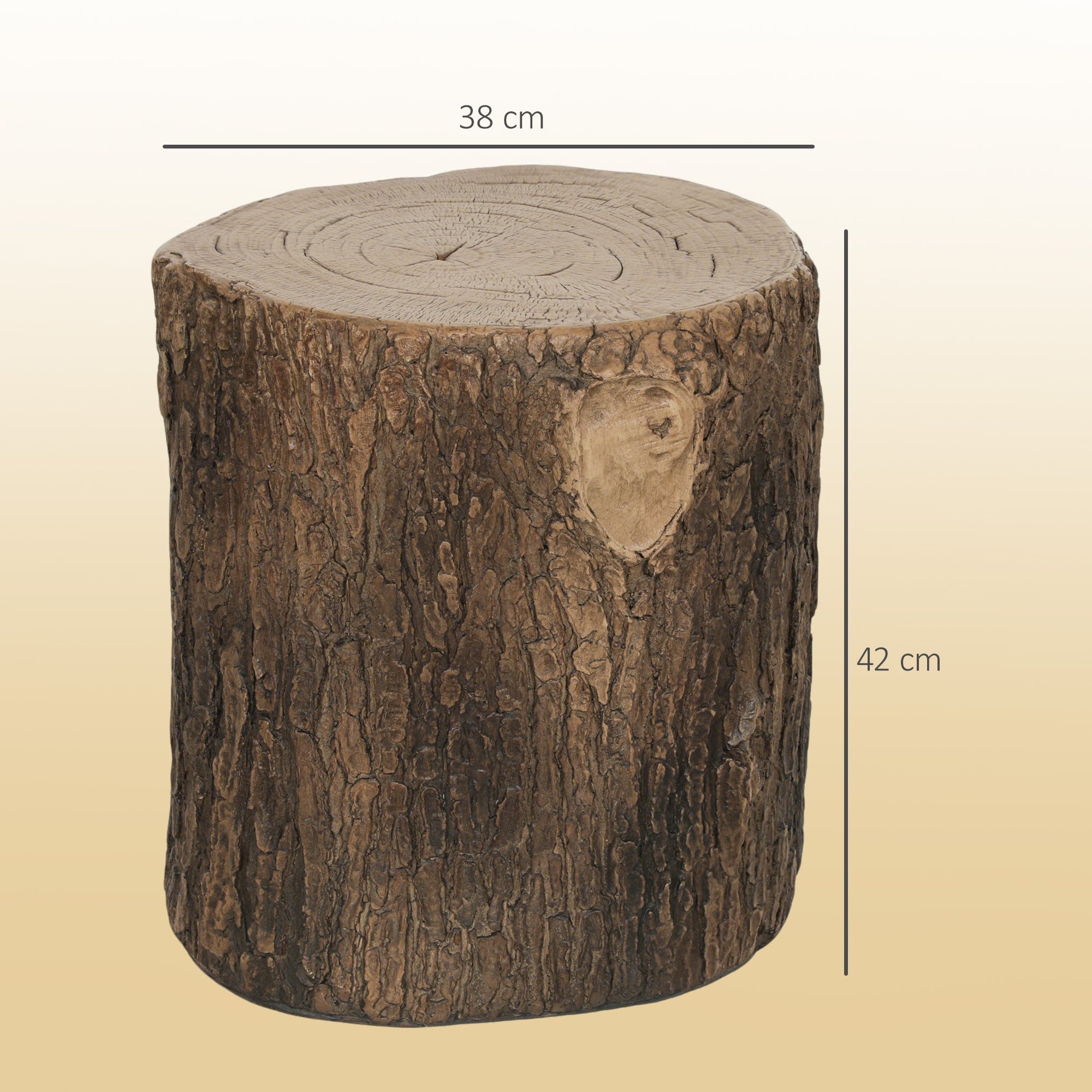 Outsunny Taburete de Jardín Decorativo Forma de Tocón de Árbol Uso Multifuncional Estable y Robusto Banqueta para Terraza Patio Ø38x42 cm Madera Natural