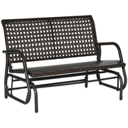 Outsunny Mecedora de Ratán de 2 Plazas Banco Balancín de Jardín con Balanceo Ergonómico y Marco de Metal para Terraza Balcón Exterior Patio Hotel Carga 220 kg 120x70x84 cm Marrón