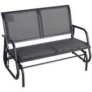 Outsunny Banco Balancín de 2 Plazas Silla Mecedora de Jardín Tubo de Metal y Tela Texteline Transpirable para Exterior Carga Máx. 200 kg 120x70x85 cm Gris