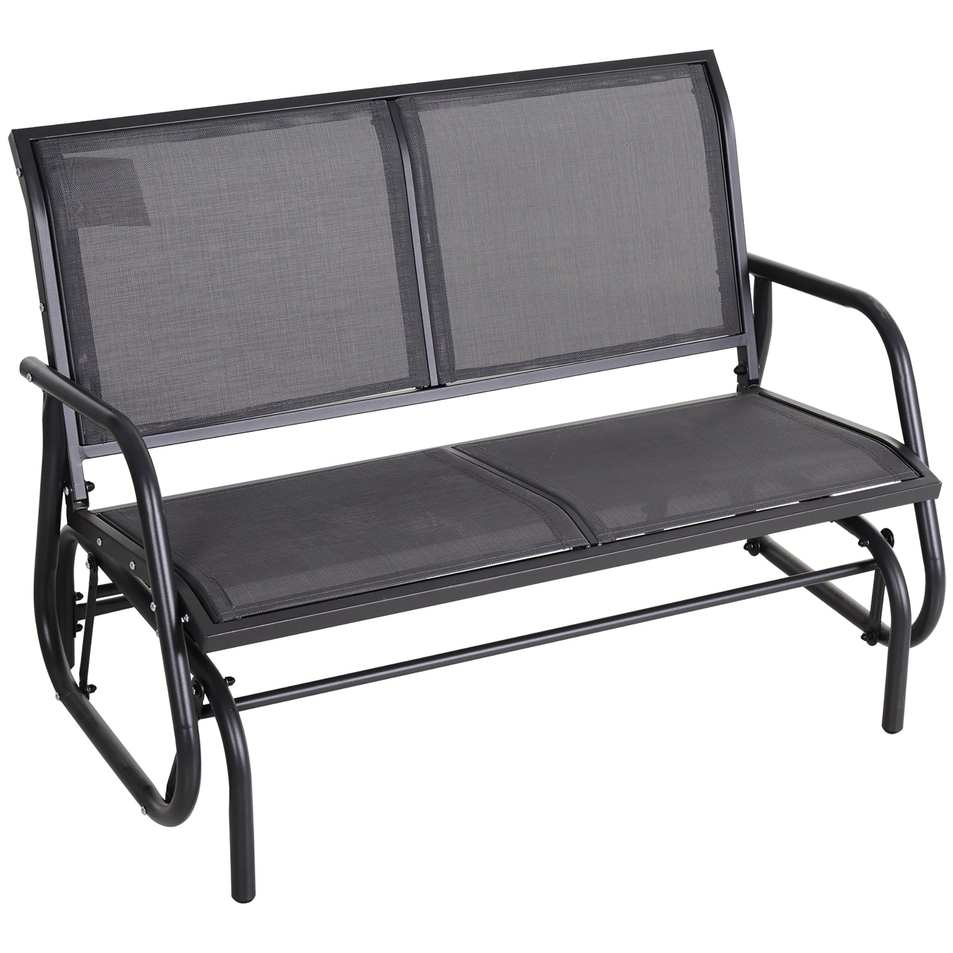 Outsunny Banco Balancín de 2 Plazas Silla Mecedora de Jardín Tubo de Metal y Tela Texteline Transpirable para Exterior Carga Máx. 200 kg 120x70x85 cm Gris