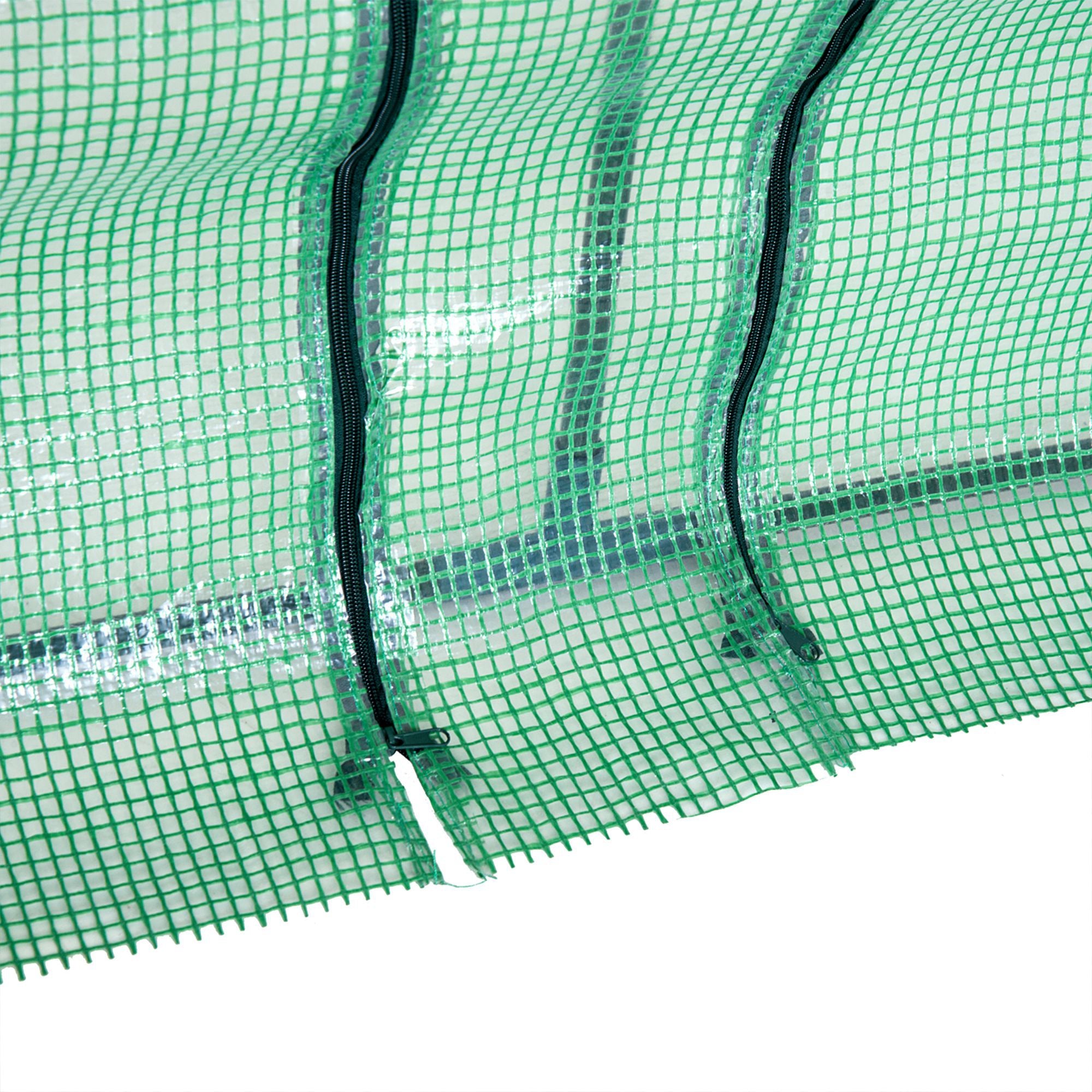 Outsunny Invernadero de Exterior Invernadero de Jardín 270x90x90 cm Tipo Caseta con 3 Ventanas Marco de Acero y Cubierta de PE 140g/㎡ para Cultivo Plantas Flores Tomates Verde