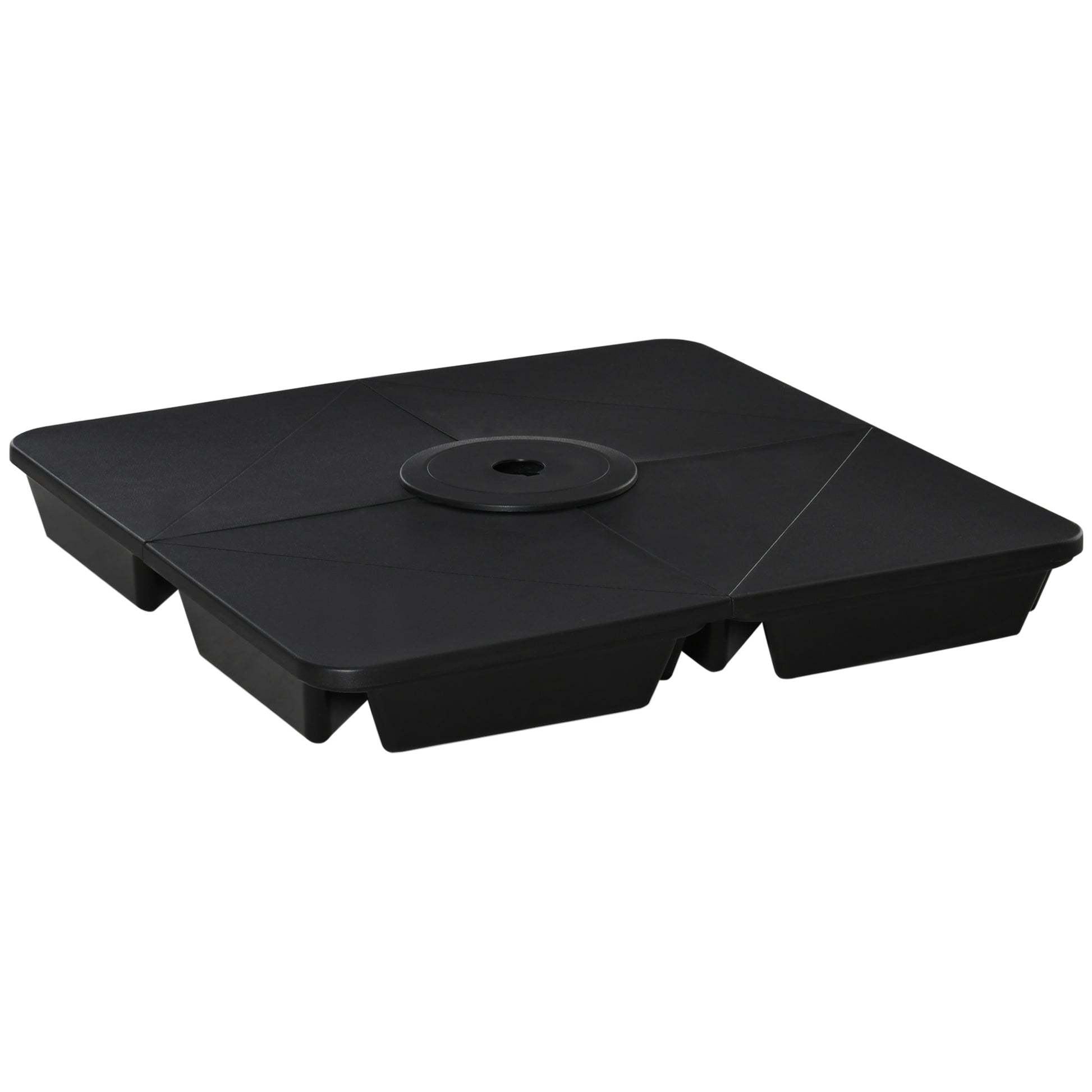 Outsunny 4 Pesos para Base de Sombrilla Rellenable de Arena 80 kg con Asa 4 Piezas para Base Cruzada de Parasol Sombrilla Cantilever para Jardín Exterior 89x89x11 cm Negro